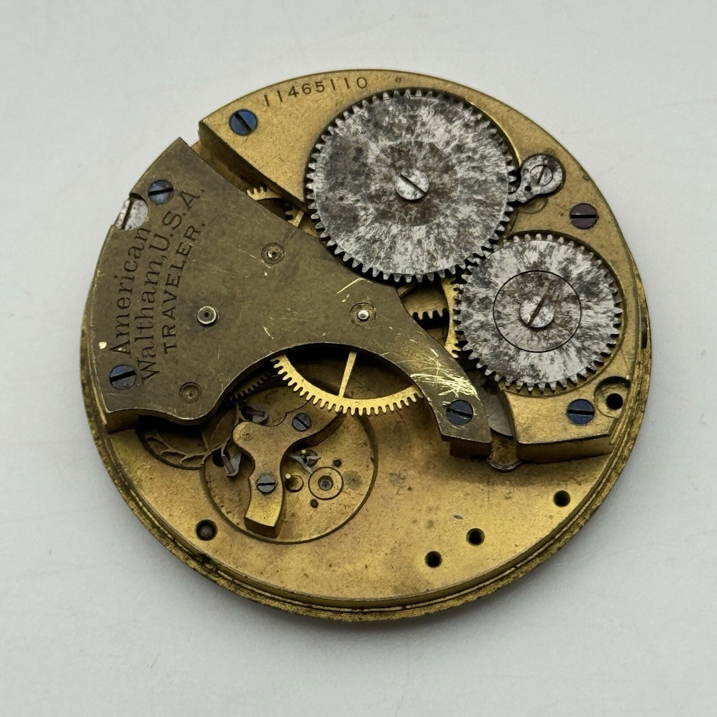 43.1mm Manual Wind Waltham Traveler Model Hunter Pocket Watch Movement FOR PARTS