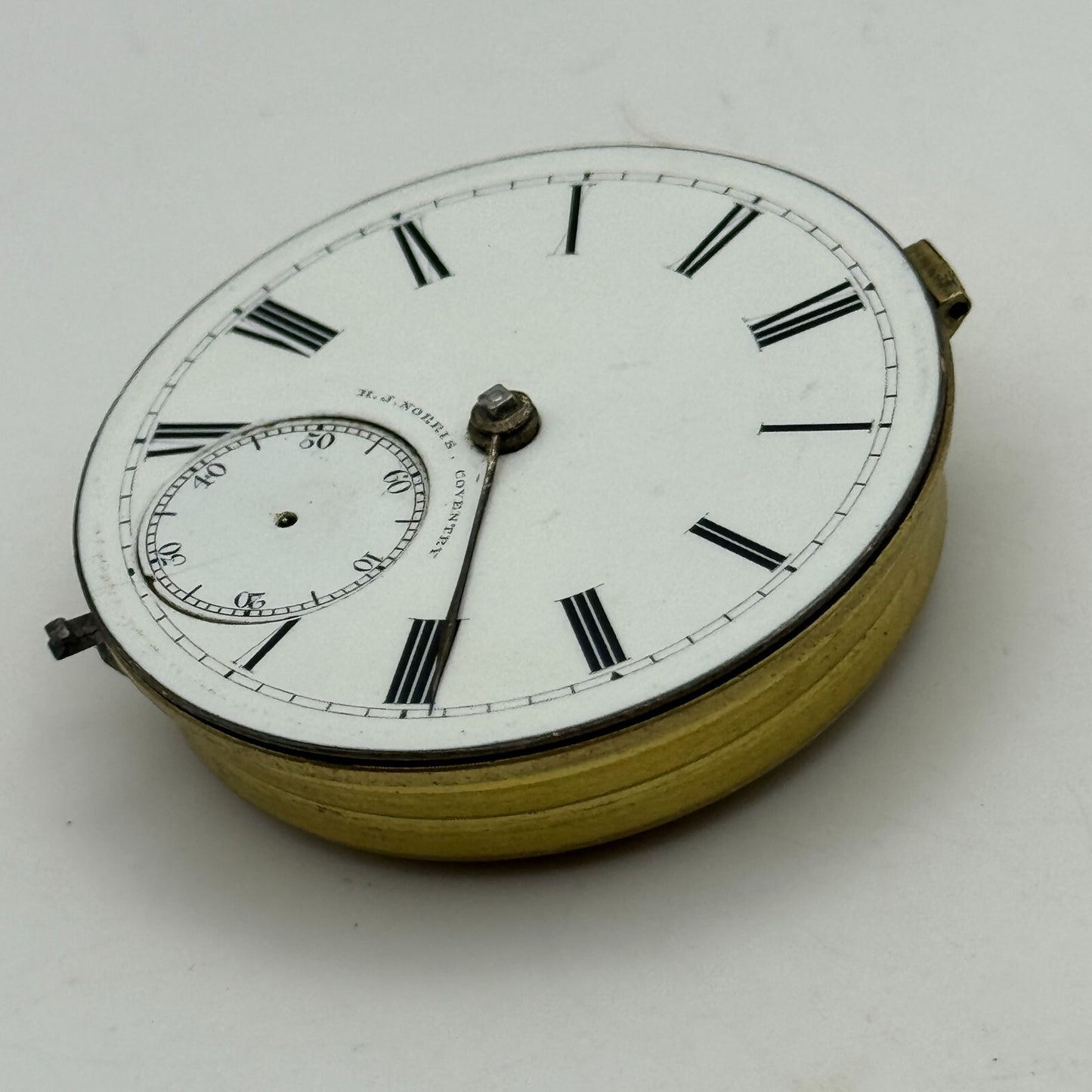 44.6mm Antique H J Norris Coventry Balance Intact Pocket Watch Movement PARTS