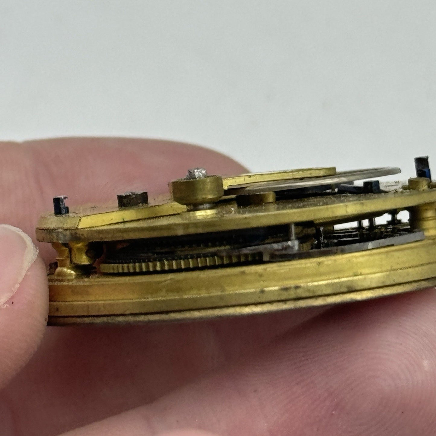 43mm Antique Fusee Good Balance Pocket Watch Movement - Chain Present PARTS