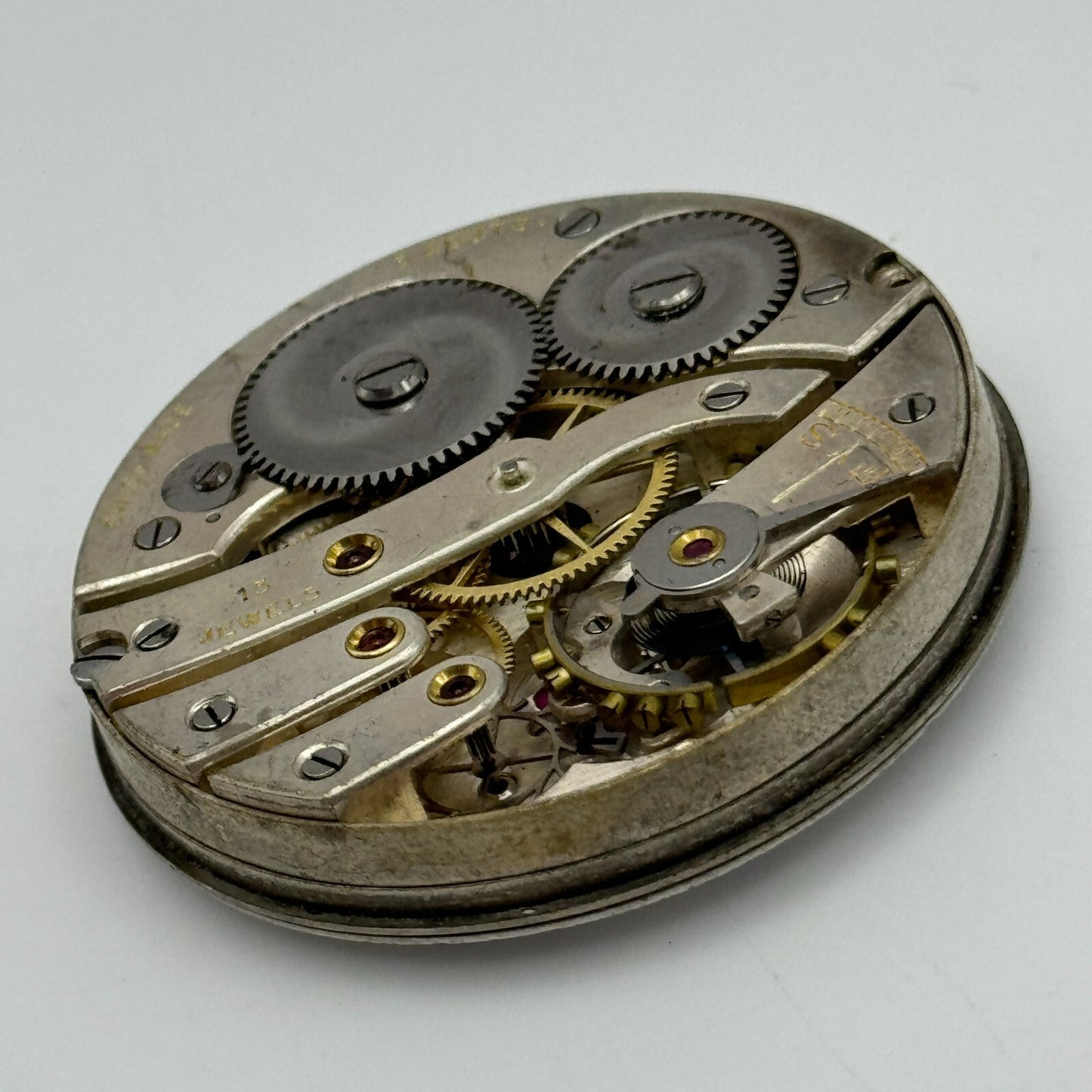 43mm Cyma Ref 919 Tavannes 15 Jewels Open Face Swiss Pocket Watch Movement PARTS