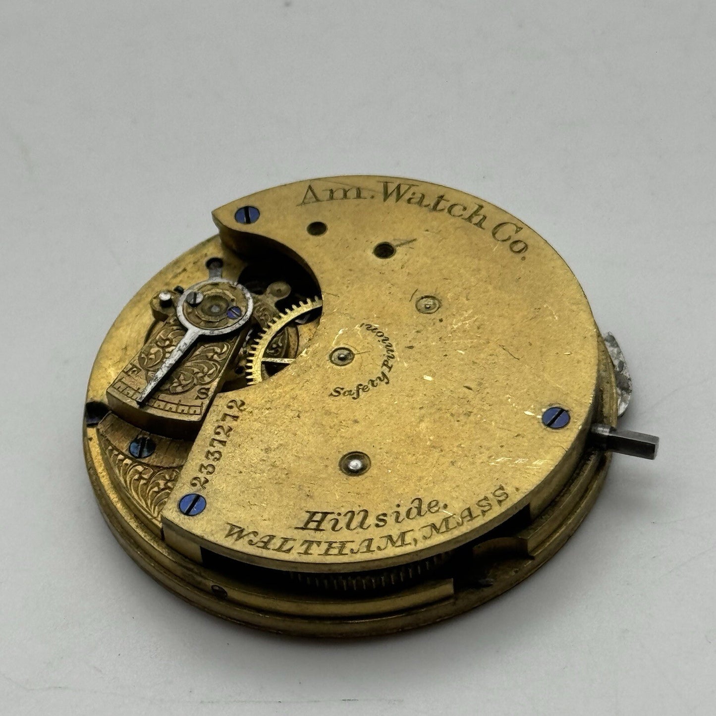 42mm Manual Wind Waltham Hillside No Balance Pocket Watch Movement FOR PARTS