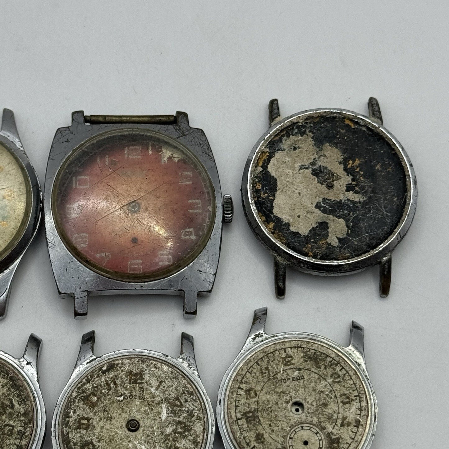 8 x Vintage Soviet Manual Wind Watch Heads For Parts Repair Job Lot Bundle