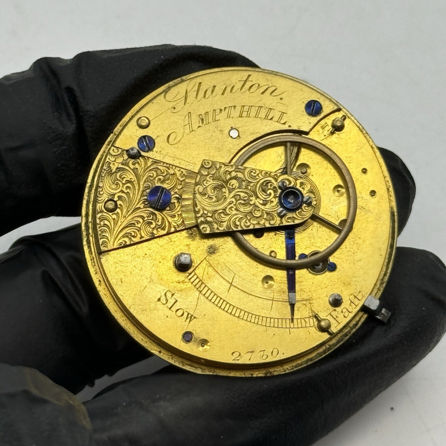 41.9mm Hanton Amptill Bedfordshire Fusee No Chain Watch Movement FOR PARTS