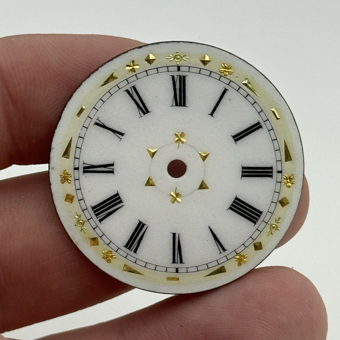 34.2mm Antique Beautiful Porcelain Patterned Pocket Watch Dial Spares Parts