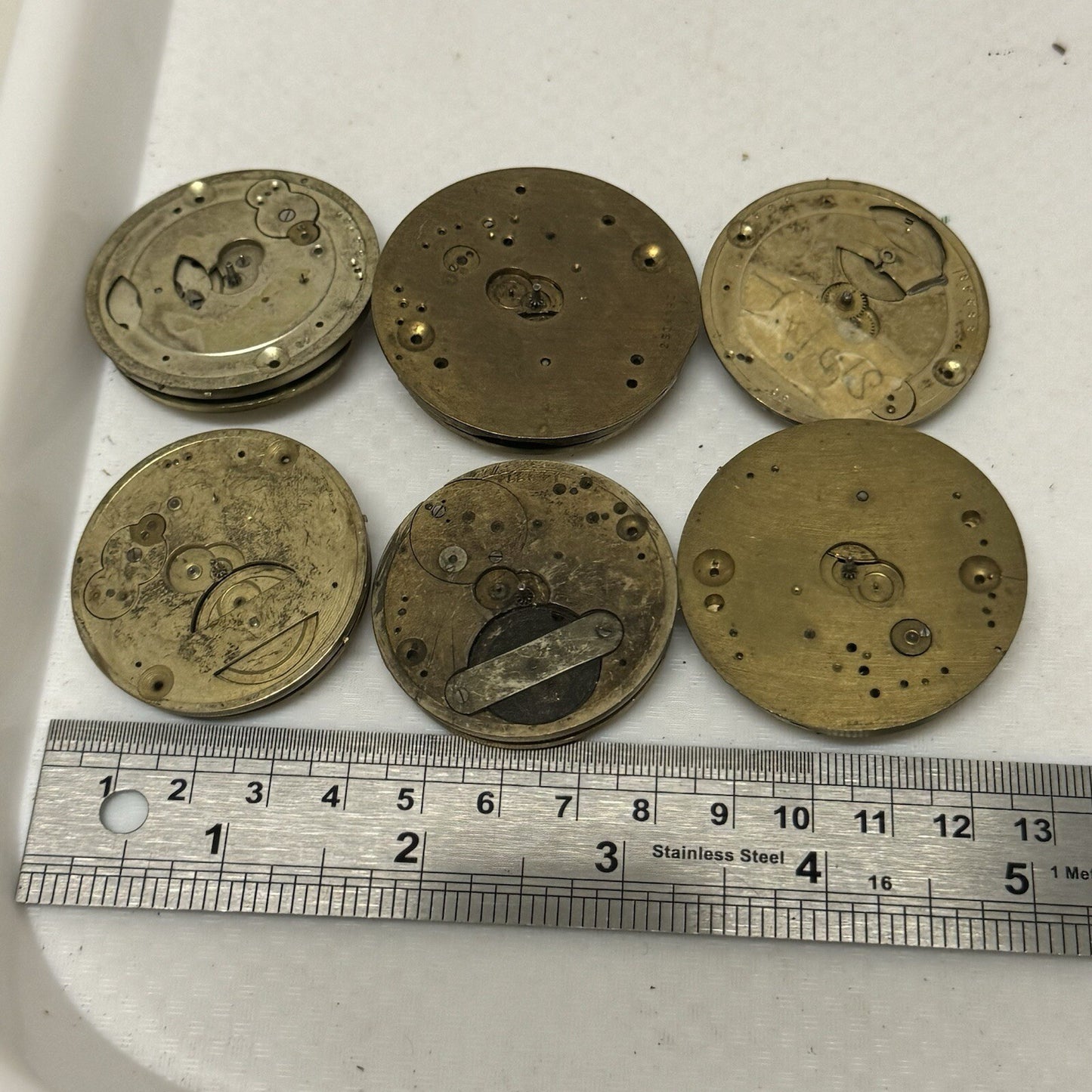 6 X Vintage Key Wound Pocket Watch Movements Parts Repair Watchmakers Job Lot