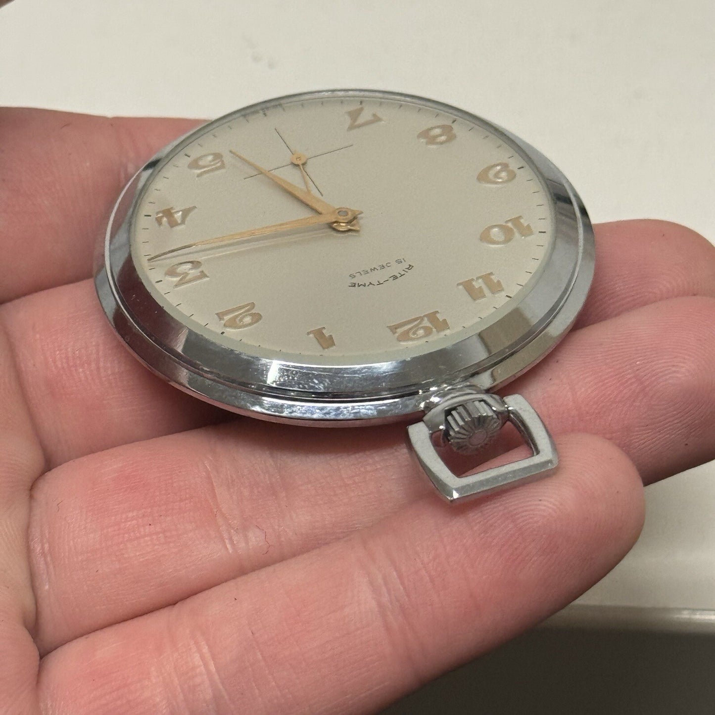 49mm Vintage NEW OLD STOCK Rite - Tyme Open Face Subdial Pocket Watch TO SERVICE