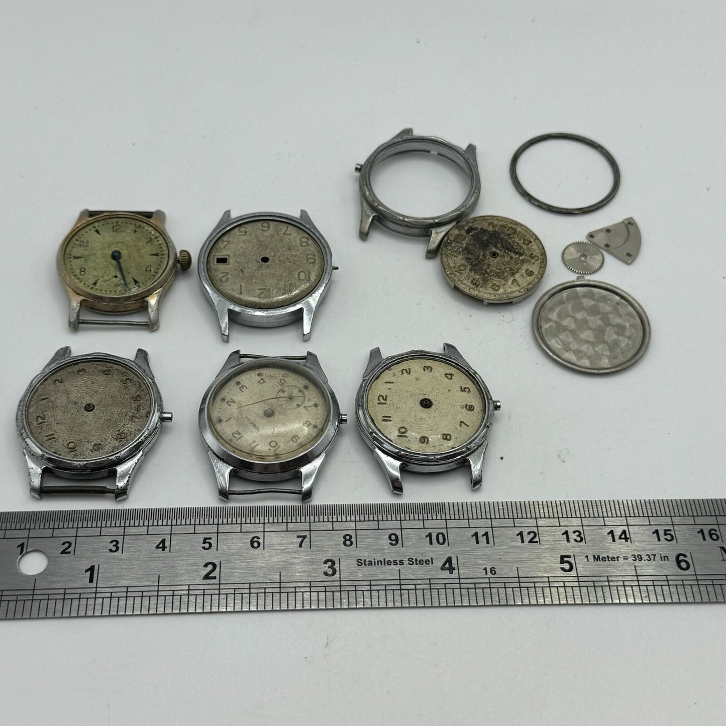 6 x Vintage Soviet Manual Wind Watch Heads For Parts Repair Job Lot Bundle