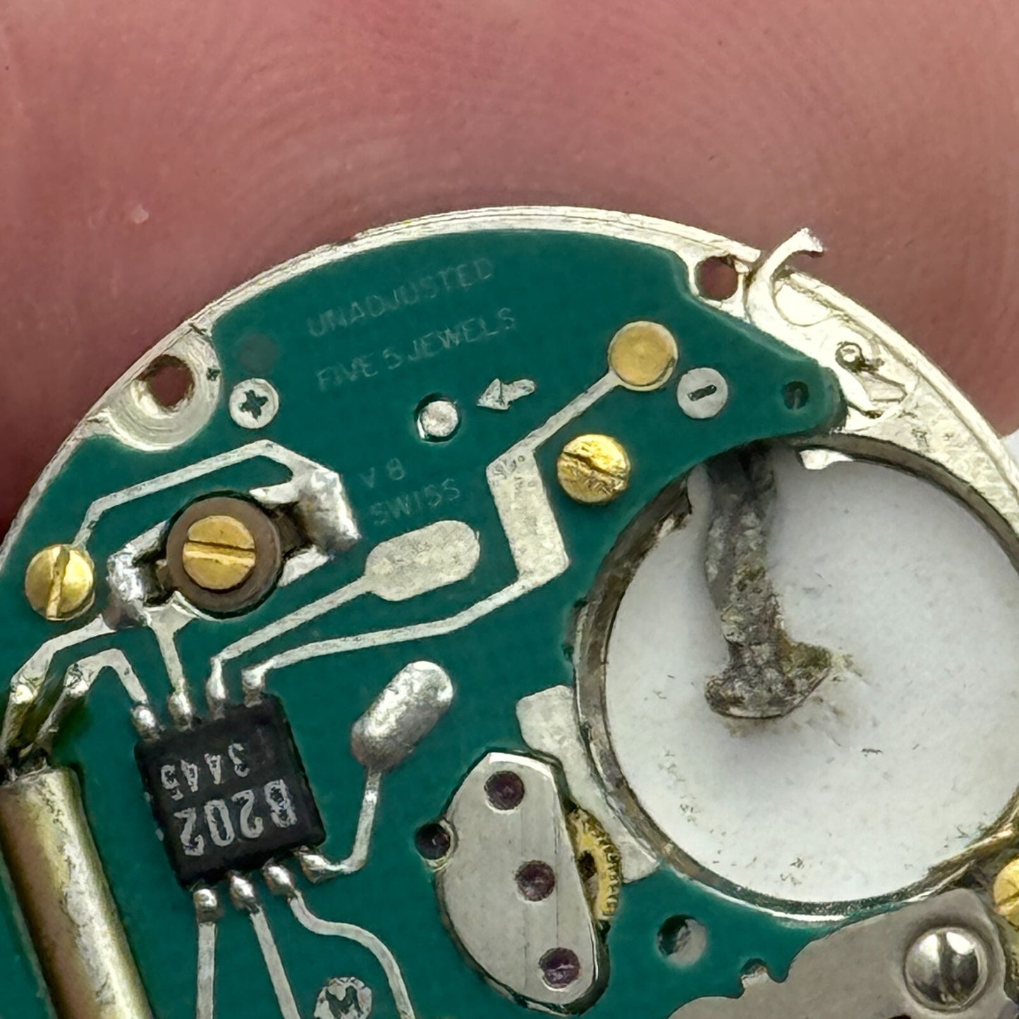 23.8mm ETA 555.411 Swiss 5 Jewels Quartz Partial Watch Movement Vintage PARTS