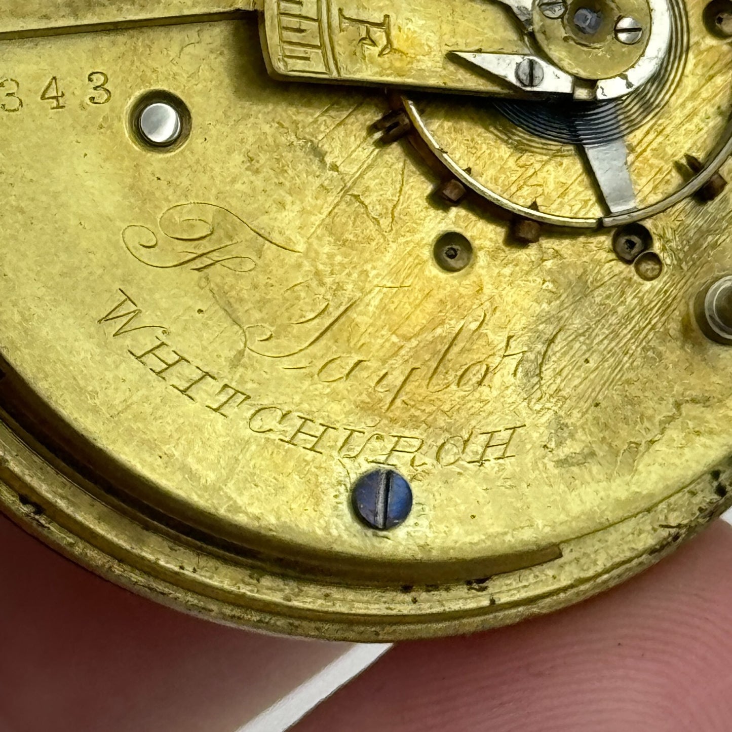 44.9mm Antique F Taylor Whitchurch Balance Intact Pocket Watch Movement PARTS