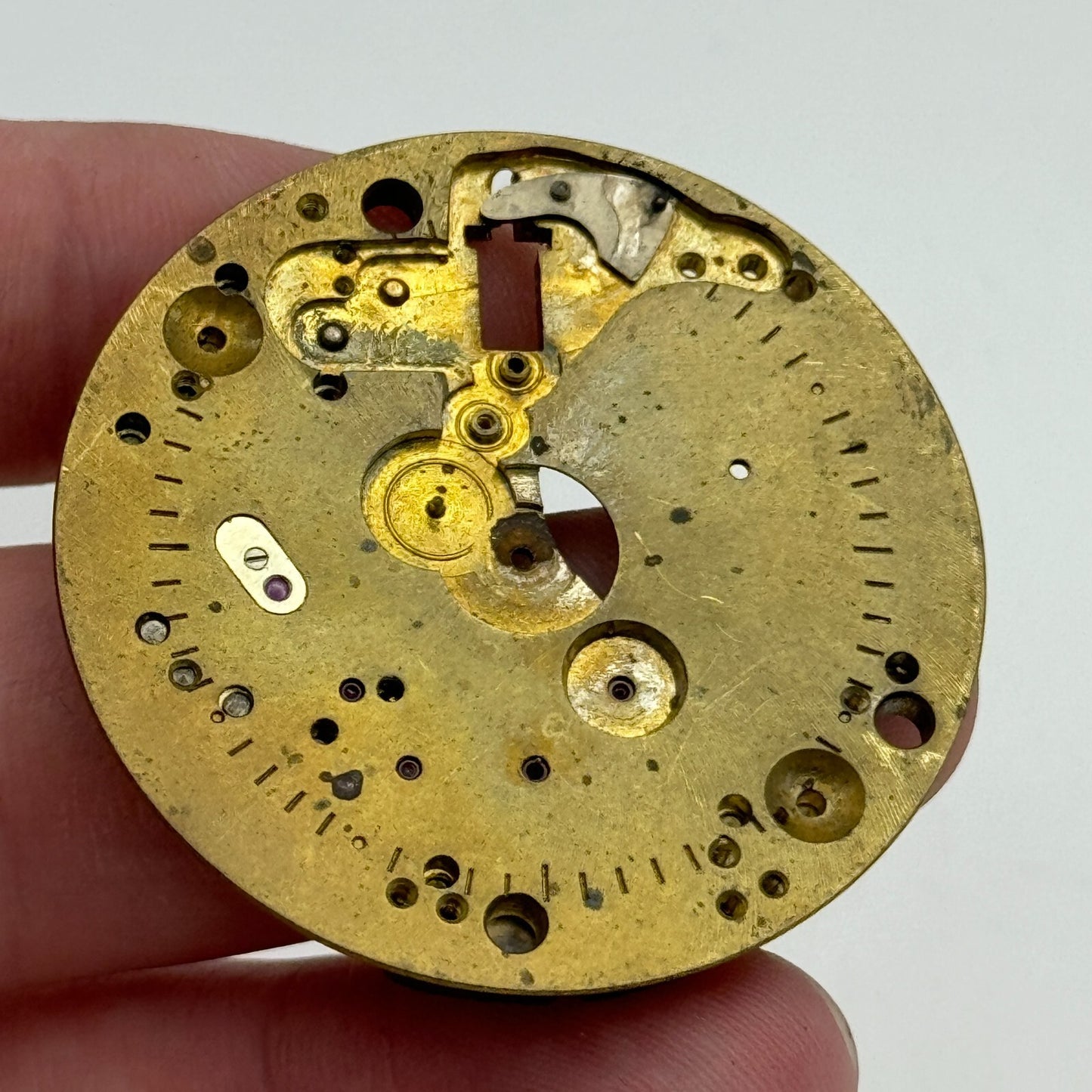 42.9mm Buren 19 28/12 Balance Intact Partial Pocket Watch Movement PARTS SPARE