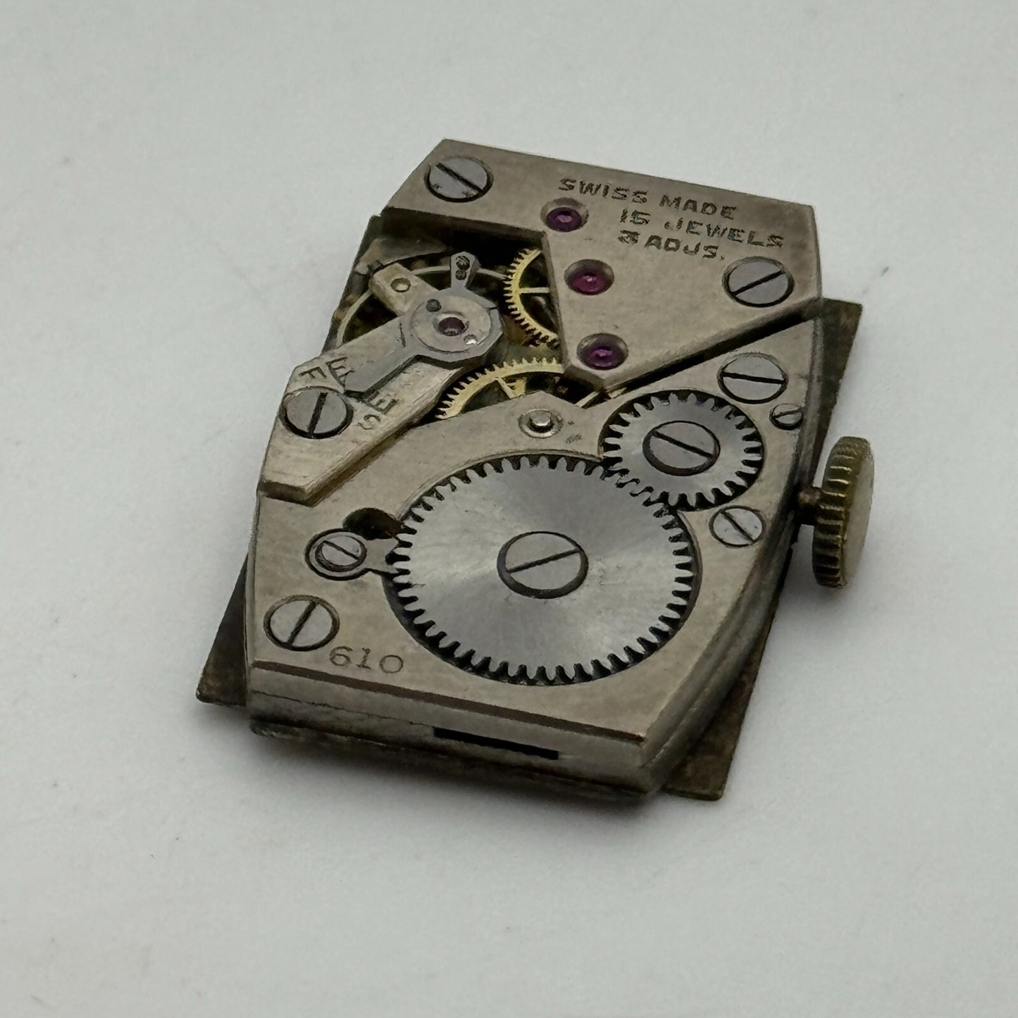 17.7mm Running Marvin Cal 610 Manual Wind Tank Watch Movement Vintage PARTS