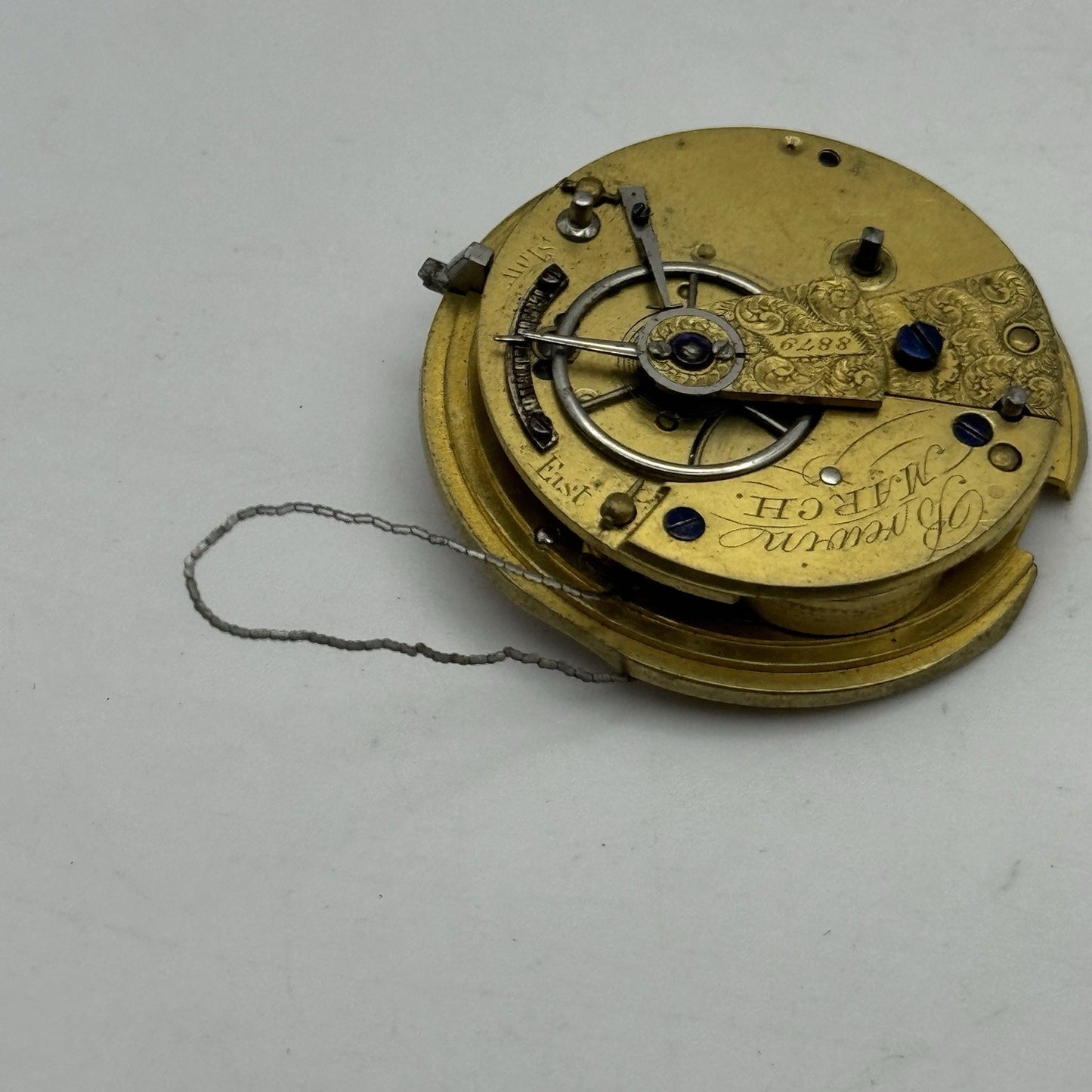 36.2mm Antique Brewin March English Fusee Pocket Watch Movement - PARTS