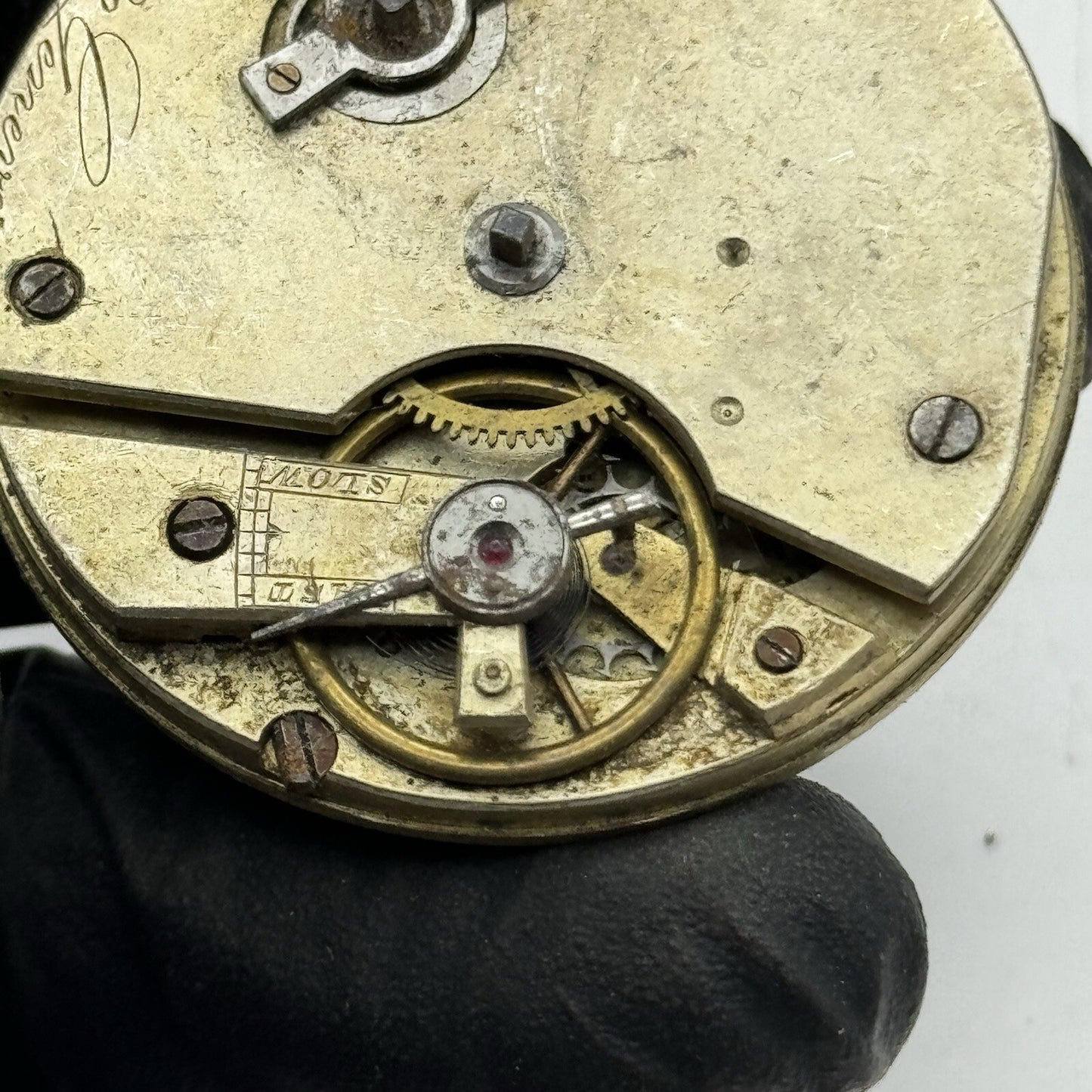 40.6mm H Nathan & Co Geneve Key Wound Antique Pocket Watch Movement FOR PARTS