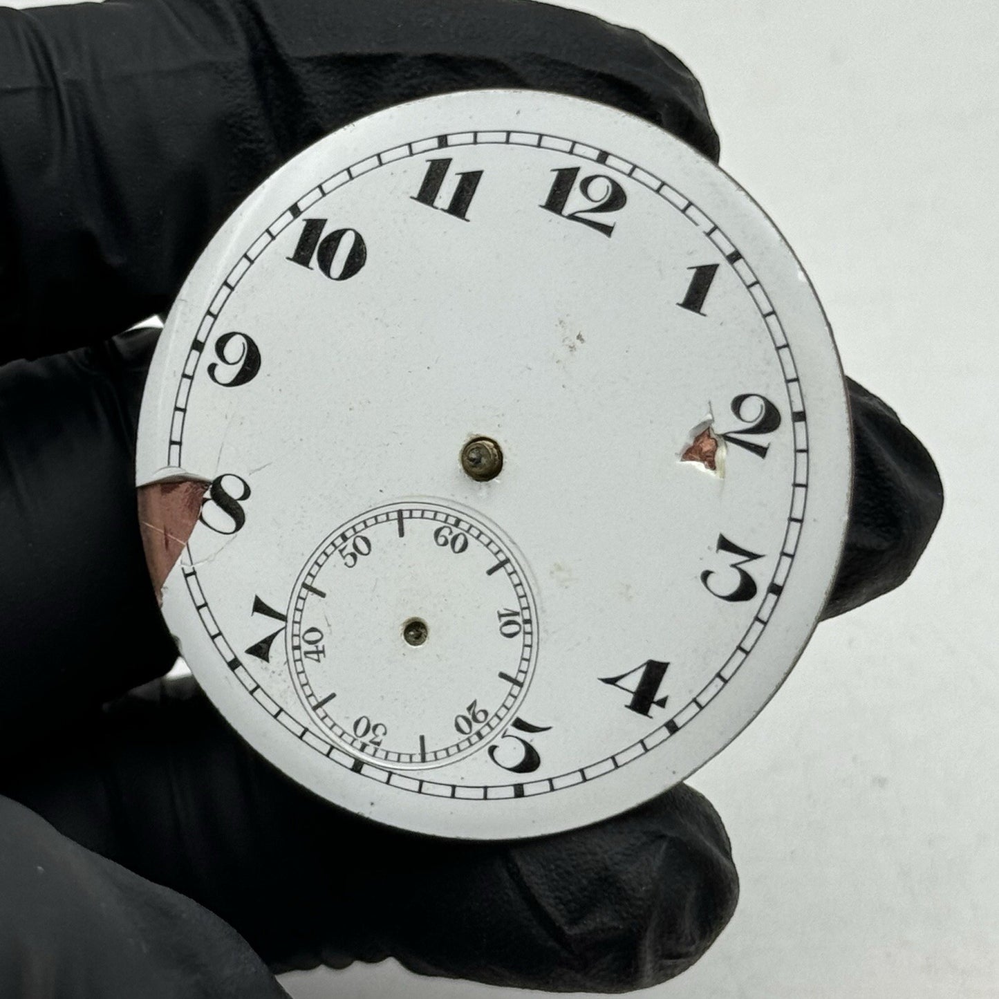 43.7mm Military Style Dial Top Wind Pocket Watch Movement FOR PARTS