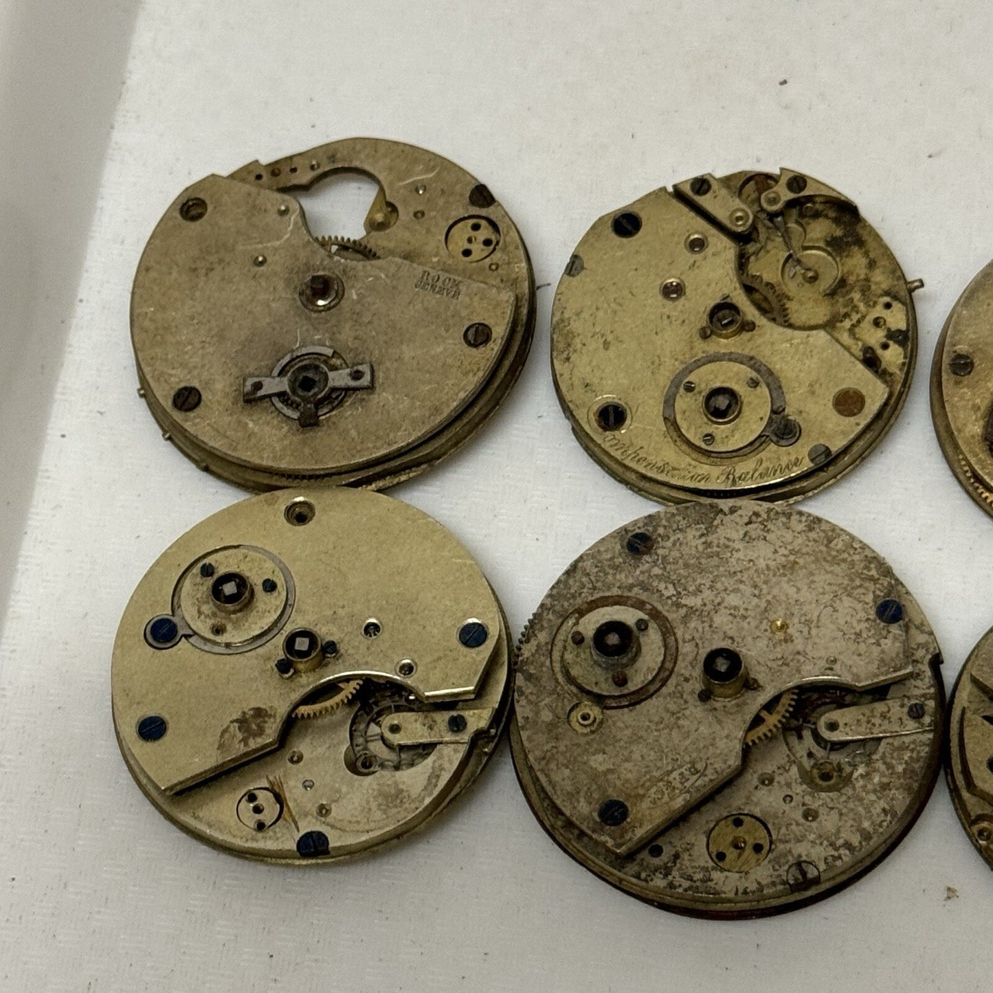 6 X Antique Key Wound Pocket Watch Movements Parts Repair Watchmakers Job Lot