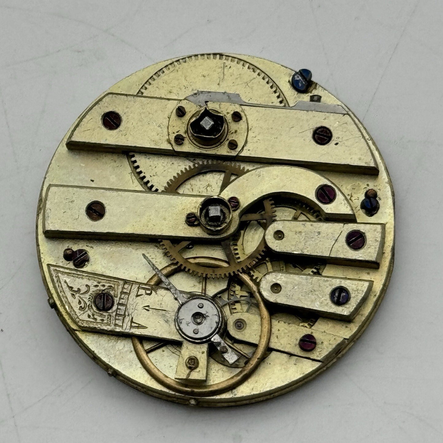 40.8mm Antique Key Wound Beautiful Dial Pocket Watch Movement FOR PARTS
