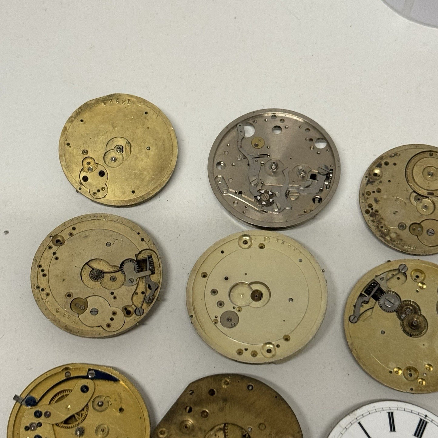 9 x Antique Mixed Pocket Watch Movements Bundle Job Lot Spares Repairs Parts