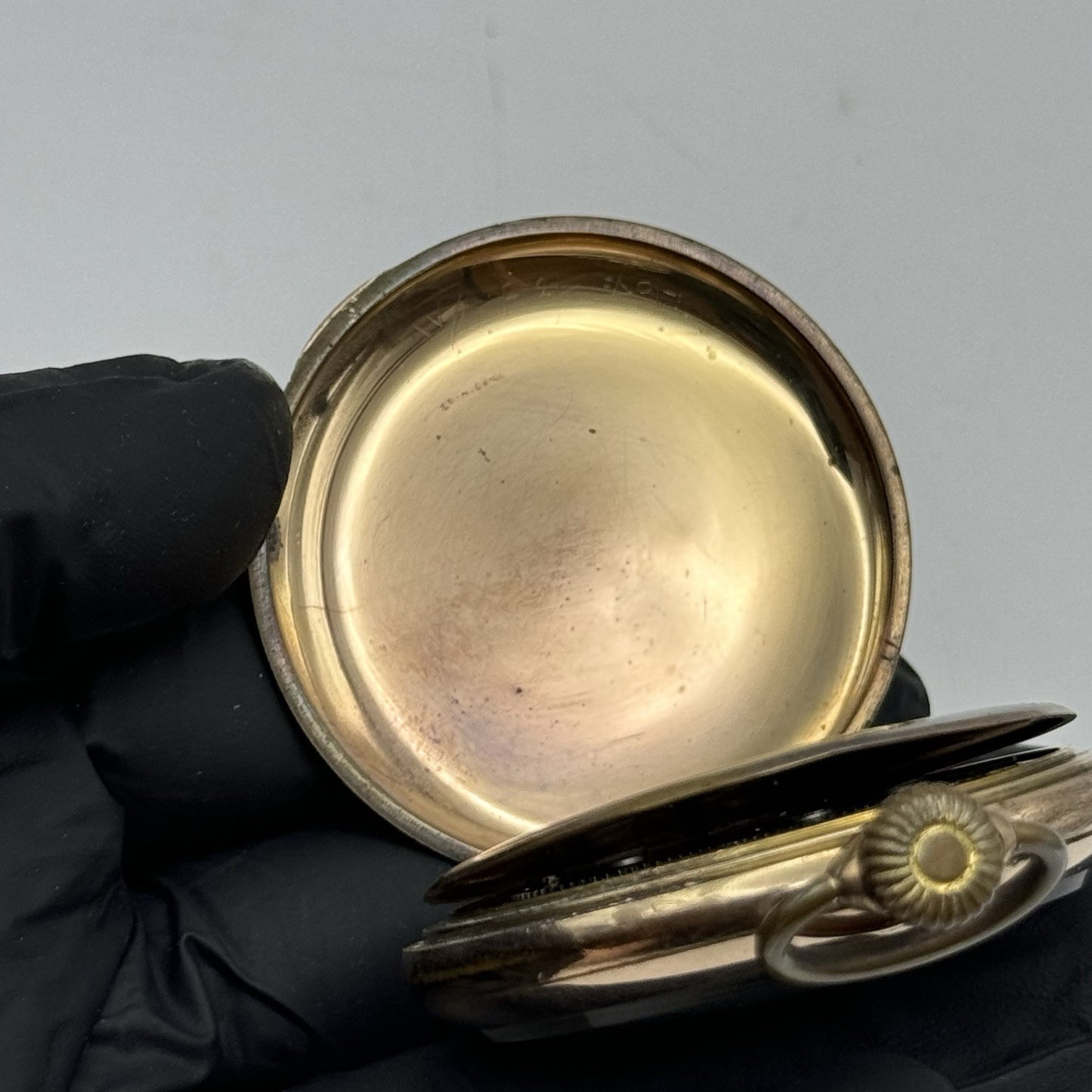 49mm WORKING Vintage Gold Filled Sub Seconds Open Face Pocket Watch & Box