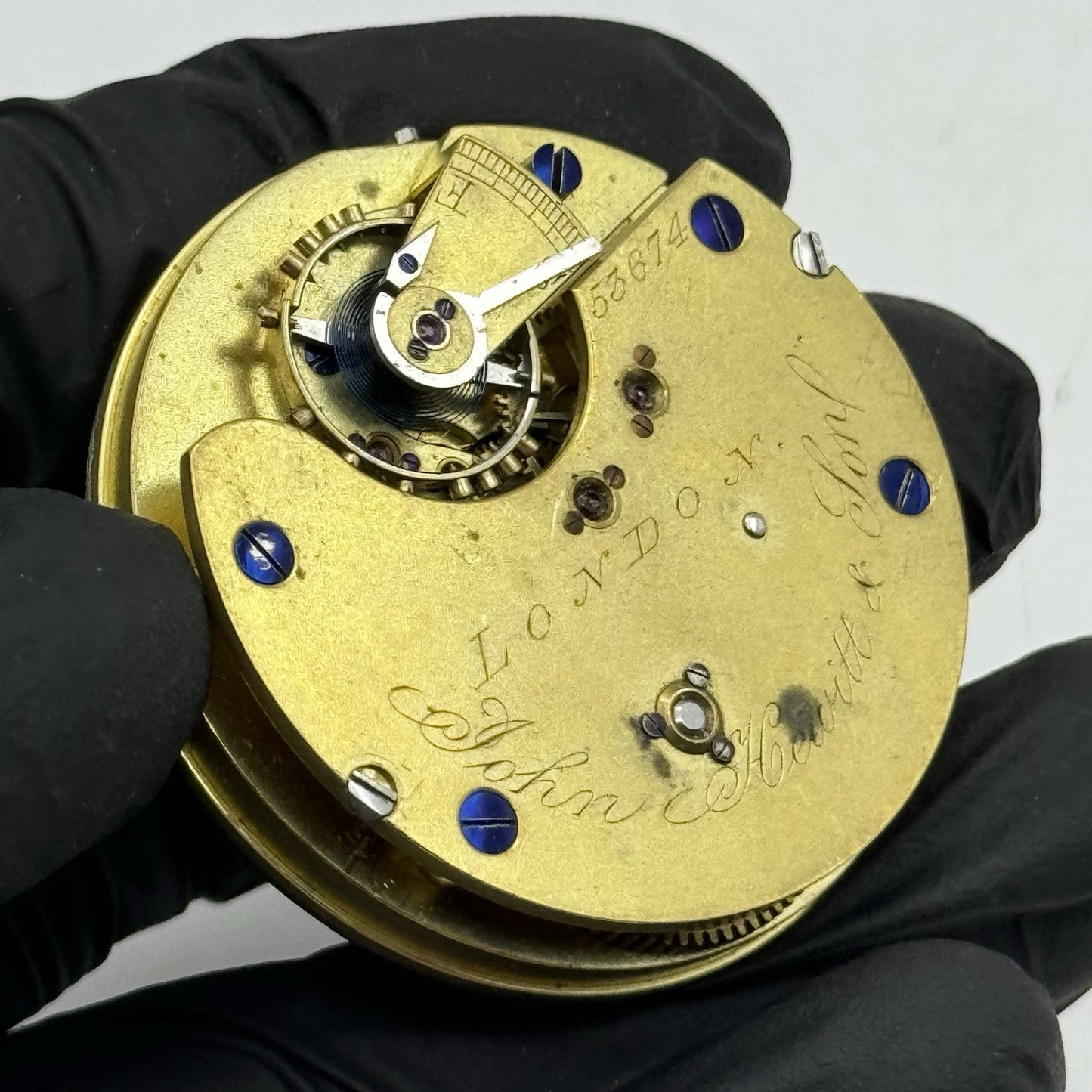 45mm Antique English Chronograph John Hewitt & Son Pocket Watch Movement - PARTS