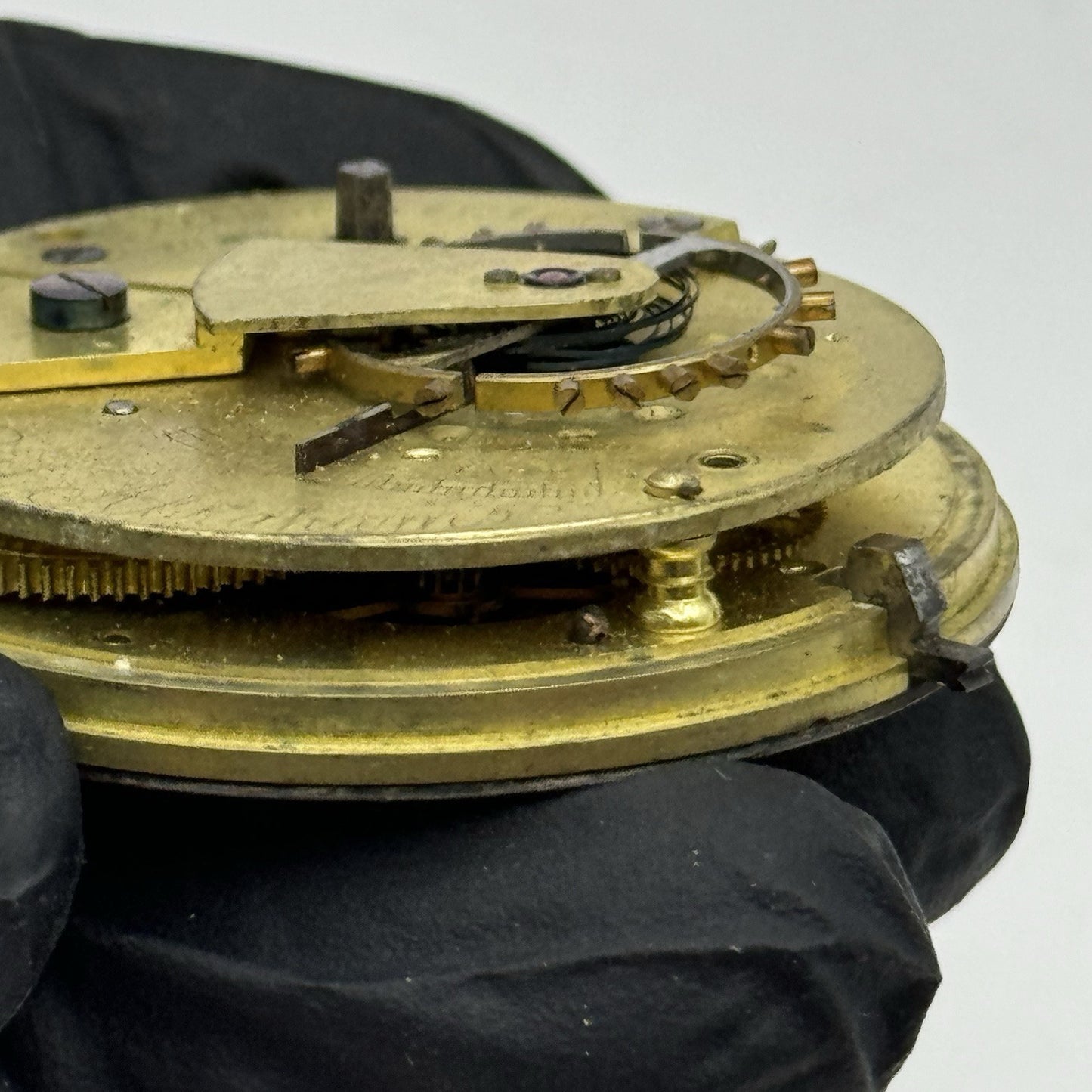 46.5mm Antique David Abrahams Manchester Key Wound Pocket Watch Movement PARTS