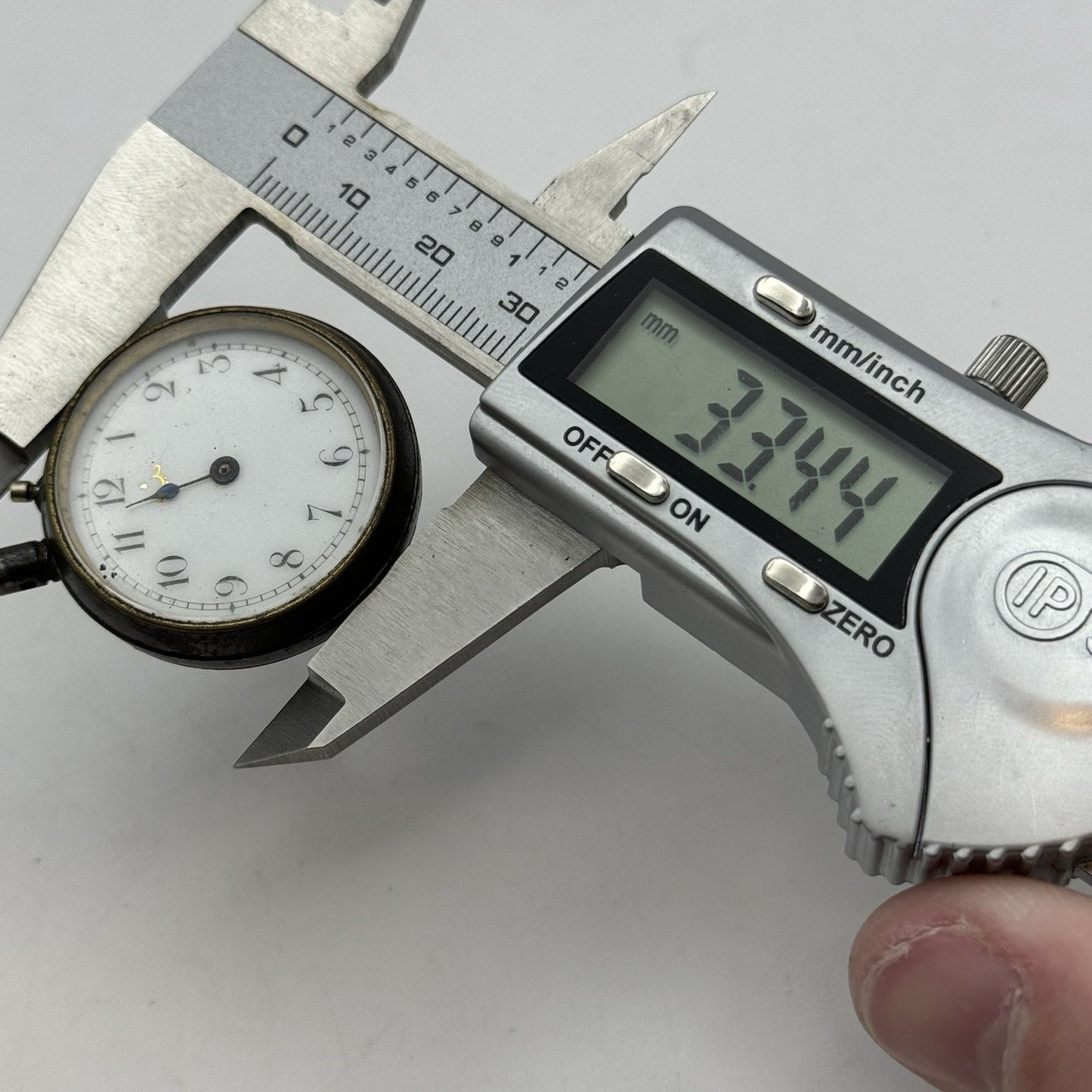 33mm Antique Beautiful Porcelain Dial Gun Metal Grey Fob Pocket Watch PARTS