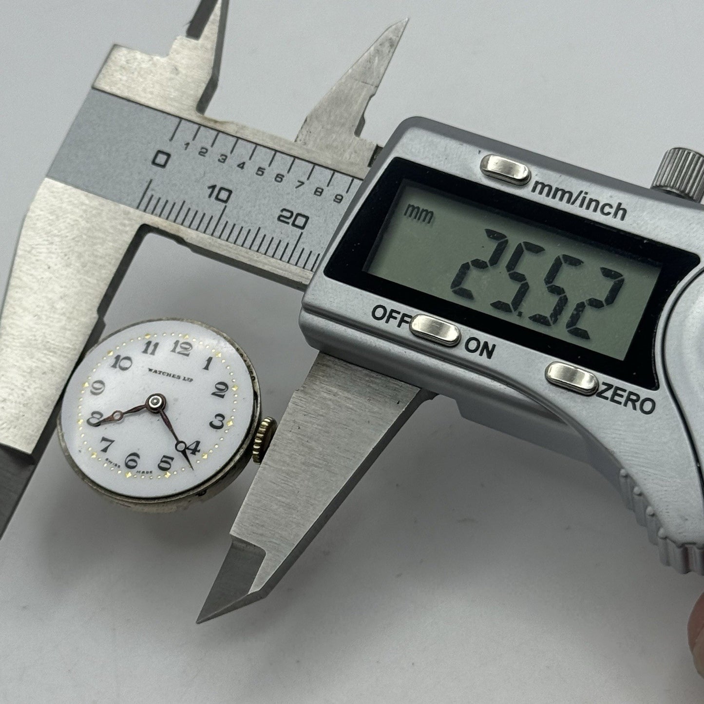 23.6mm Watches LTD Porcelain Dial Hands Watch Movement - Good Balance FOR PARTS