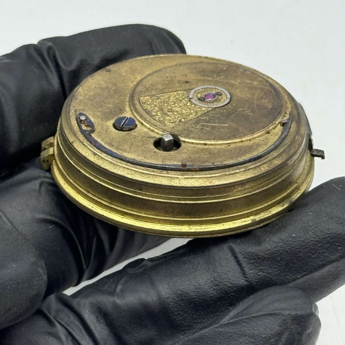 44.7mm Antique Greenock Fusee Pocket Watch Movement - Balance Intact PARTS