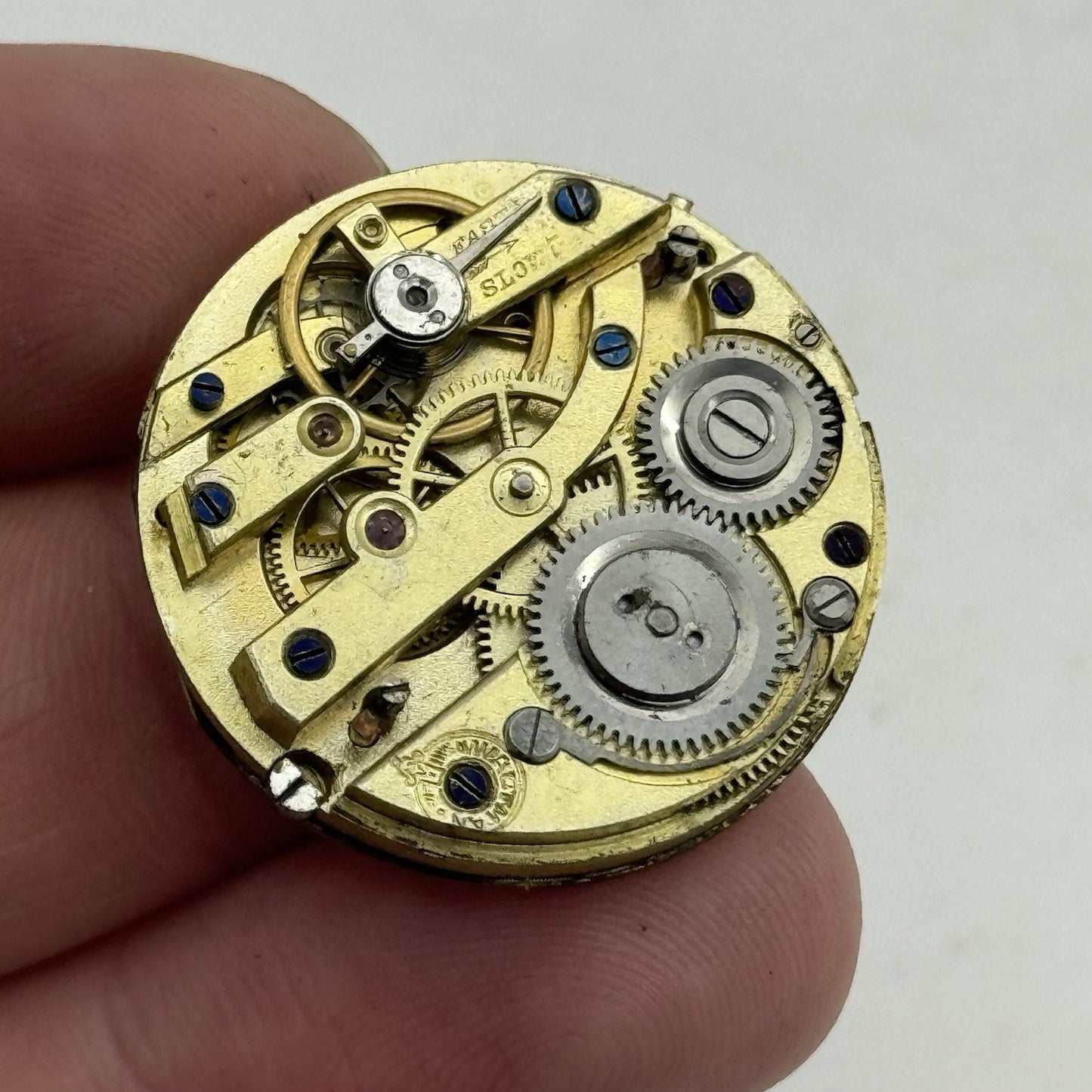 28.6mm Antique Waltman Beautiful Porcelain Dial Pocket Watch Movement - PARTS