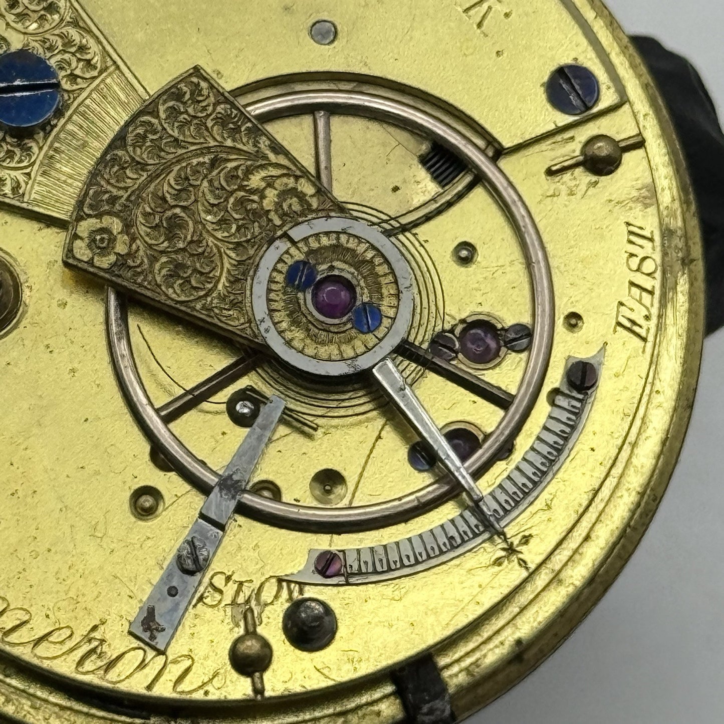 44.7mm Antique Greenock Fusee Pocket Watch Movement - Balance Intact PARTS