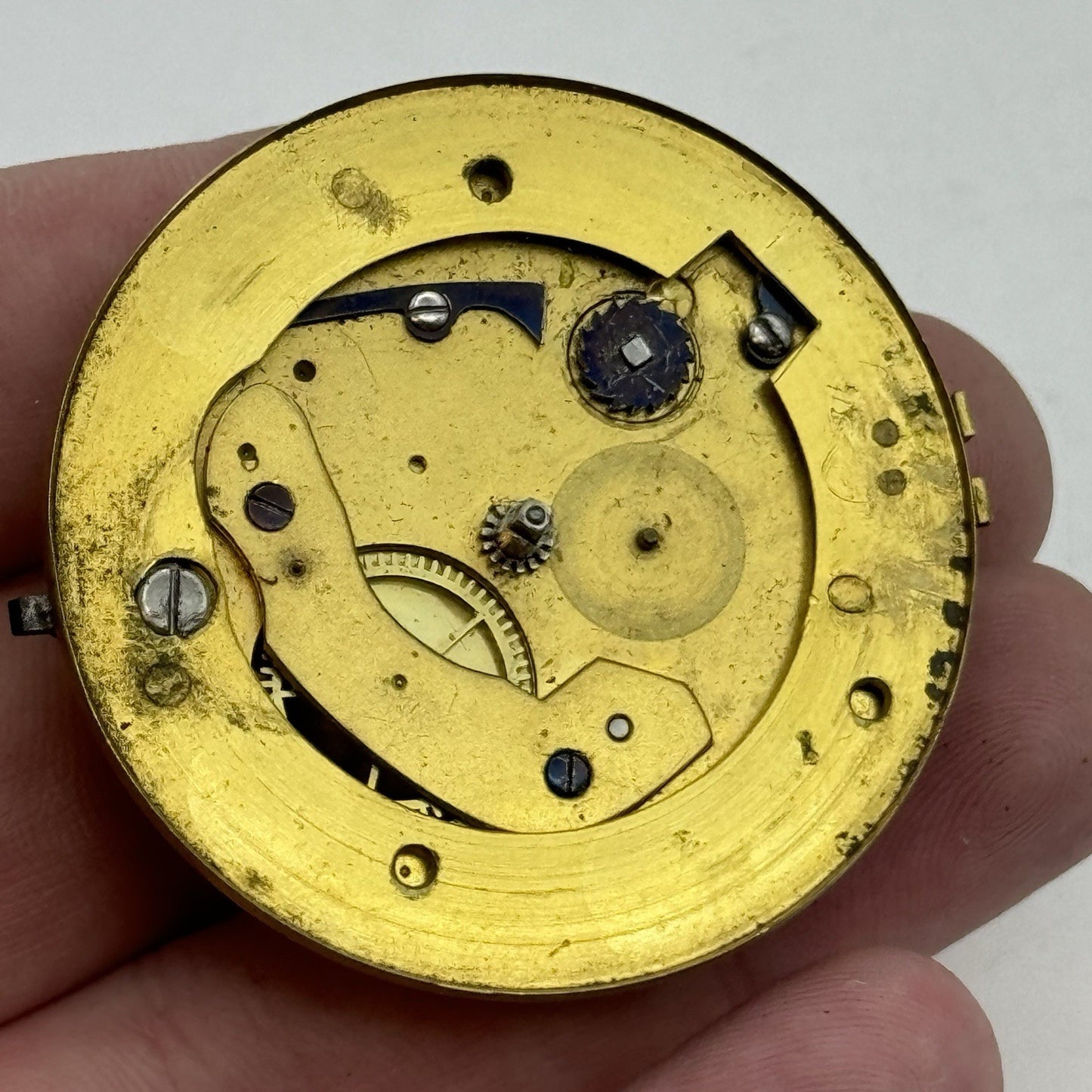 45.3mm Antique Fusee Pocket Watch Movement - Chain Missing PARTS REPAIR SPARES