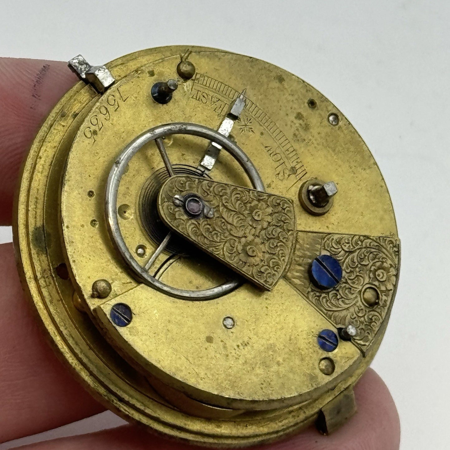 43mm Antique Fusee Pocket Watch Movement - Chain Missing PARTS REPAIR SPARES