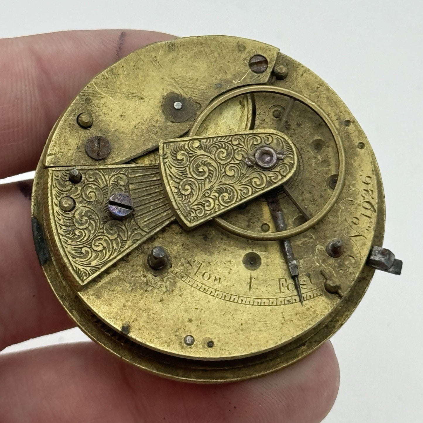 45.2mm Antique Fusee Pocket Watch Movement - Chain Missing PARTS REPAIR SPARES
