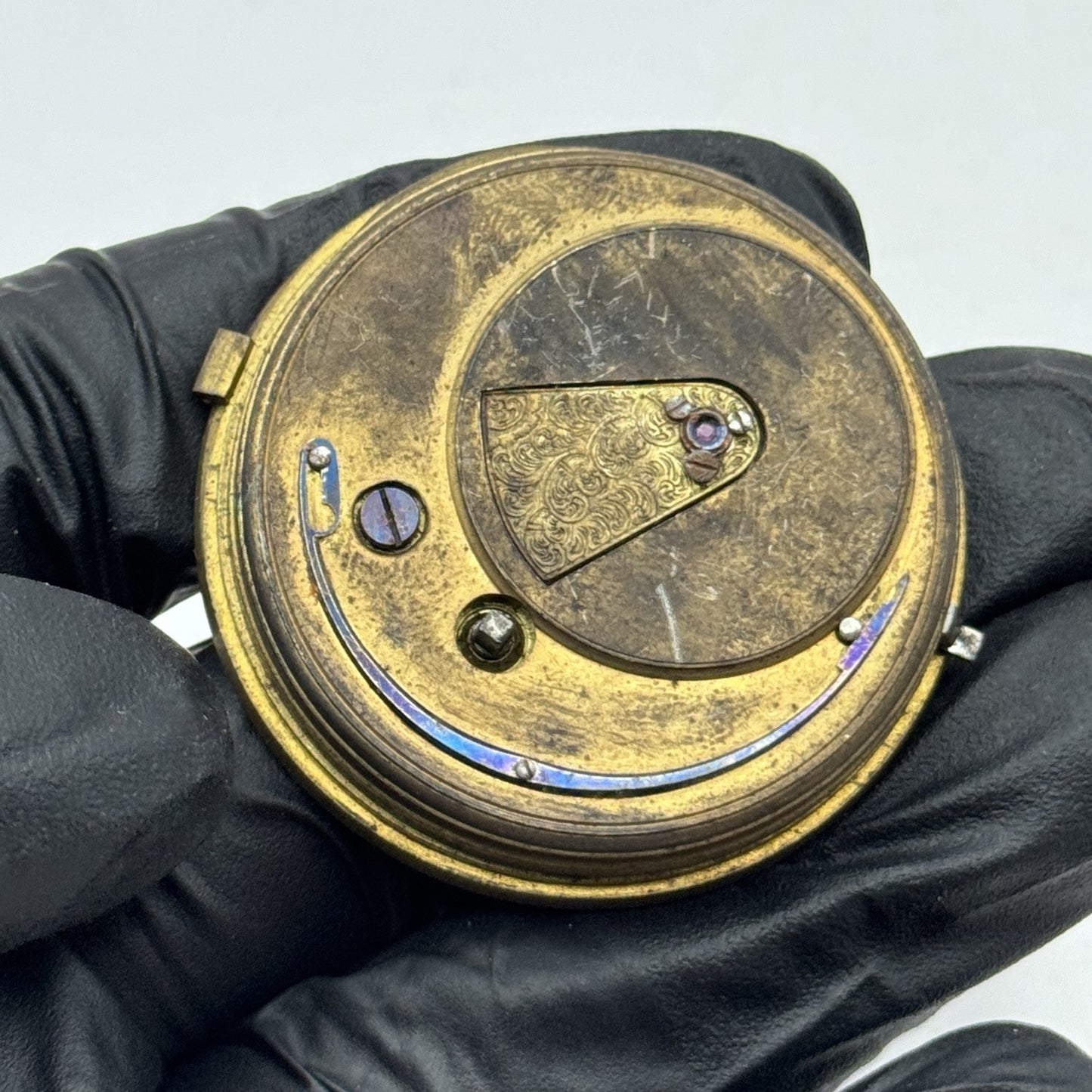 43.3mm Antique J Myers English Key Wound Fusee Pocket Watch Movement - PARTS