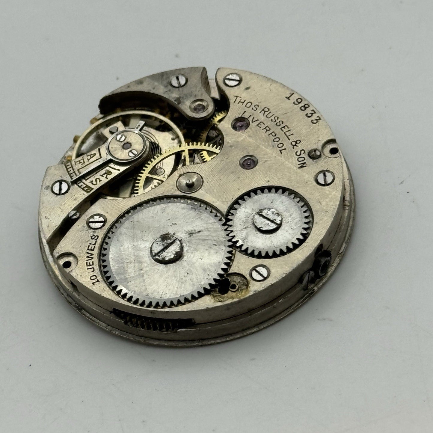 43mm Thomas Russell & Son Liverpool Good Balance Pocket Watch Movement PARTS