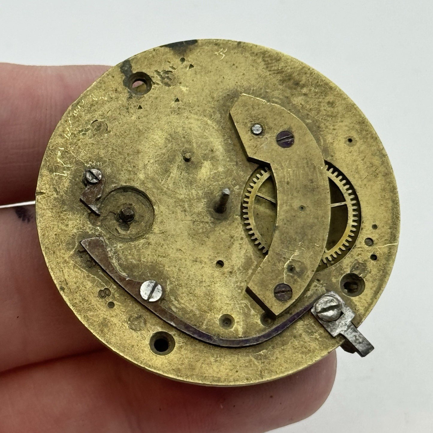 45.2mm Antique Fusee Pocket Watch Movement - Chain Missing PARTS REPAIR SPARES