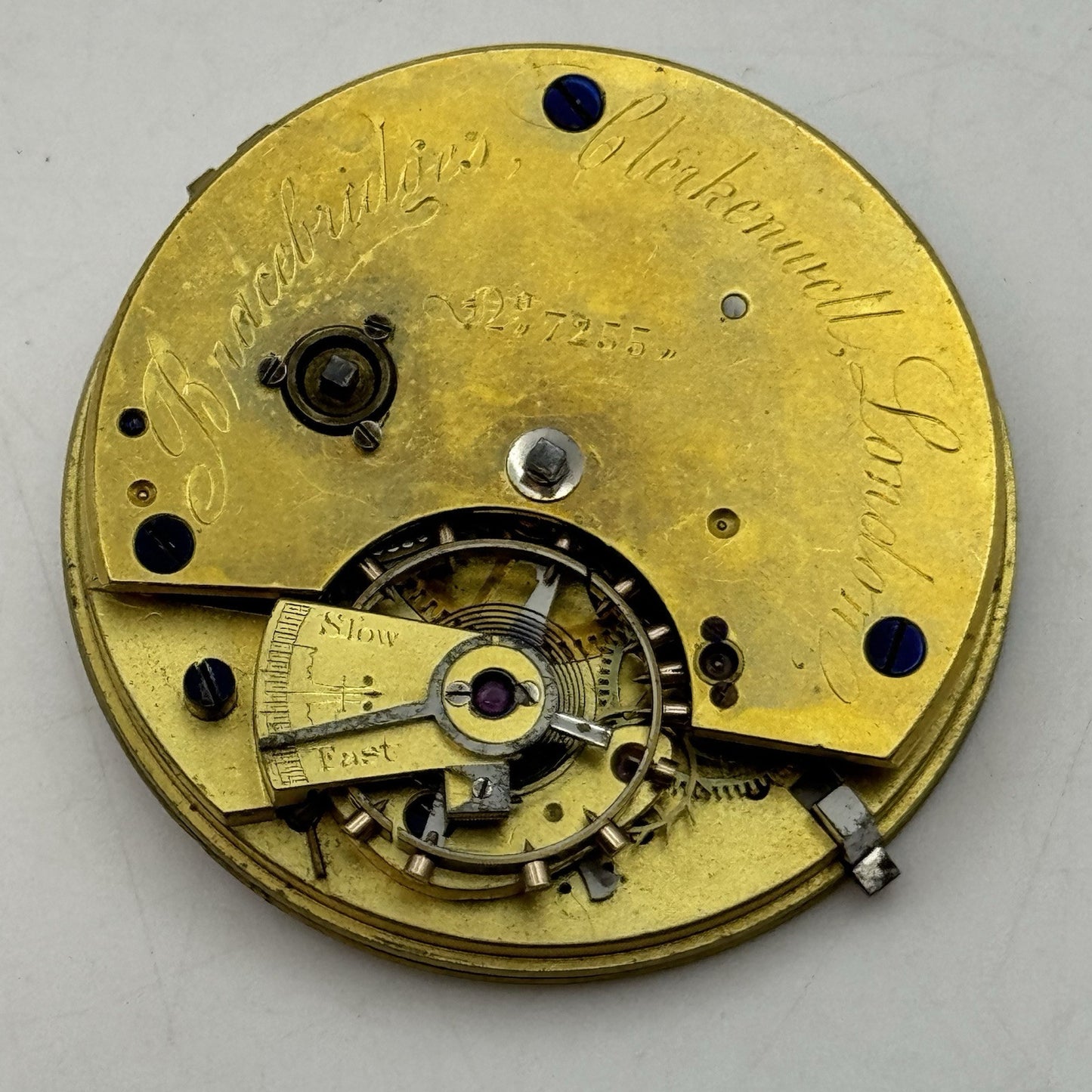 43mm Bracebridge Clerkenwell London High Grade Fusee Pocket Watch Movement PARTS