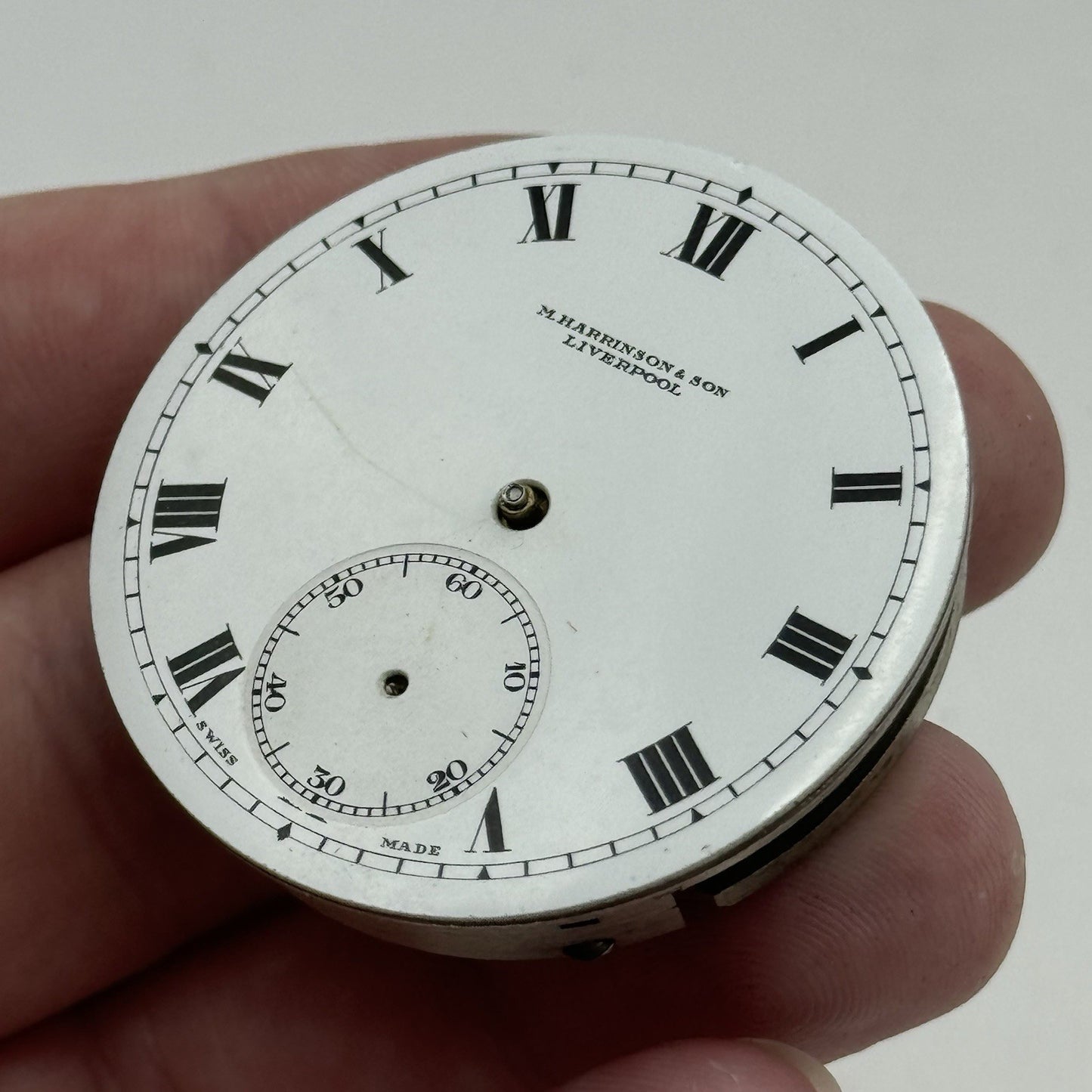 43.1mm M Harrison & Son Liverpool Open Face Pocket Watch Movement PARTS REPAIR