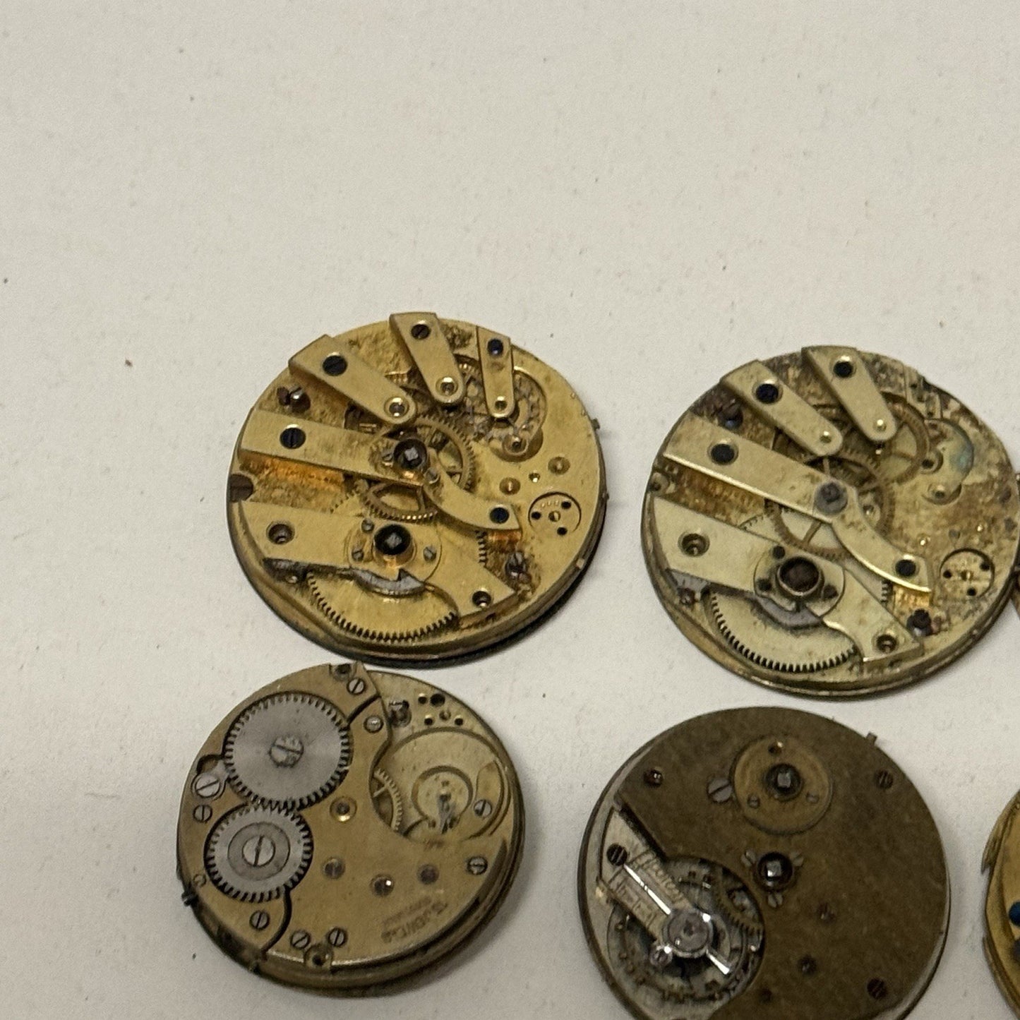 9 x Antique Mixed Pocket Watch Movements Bundle Job Lot Spares Repairs Parts