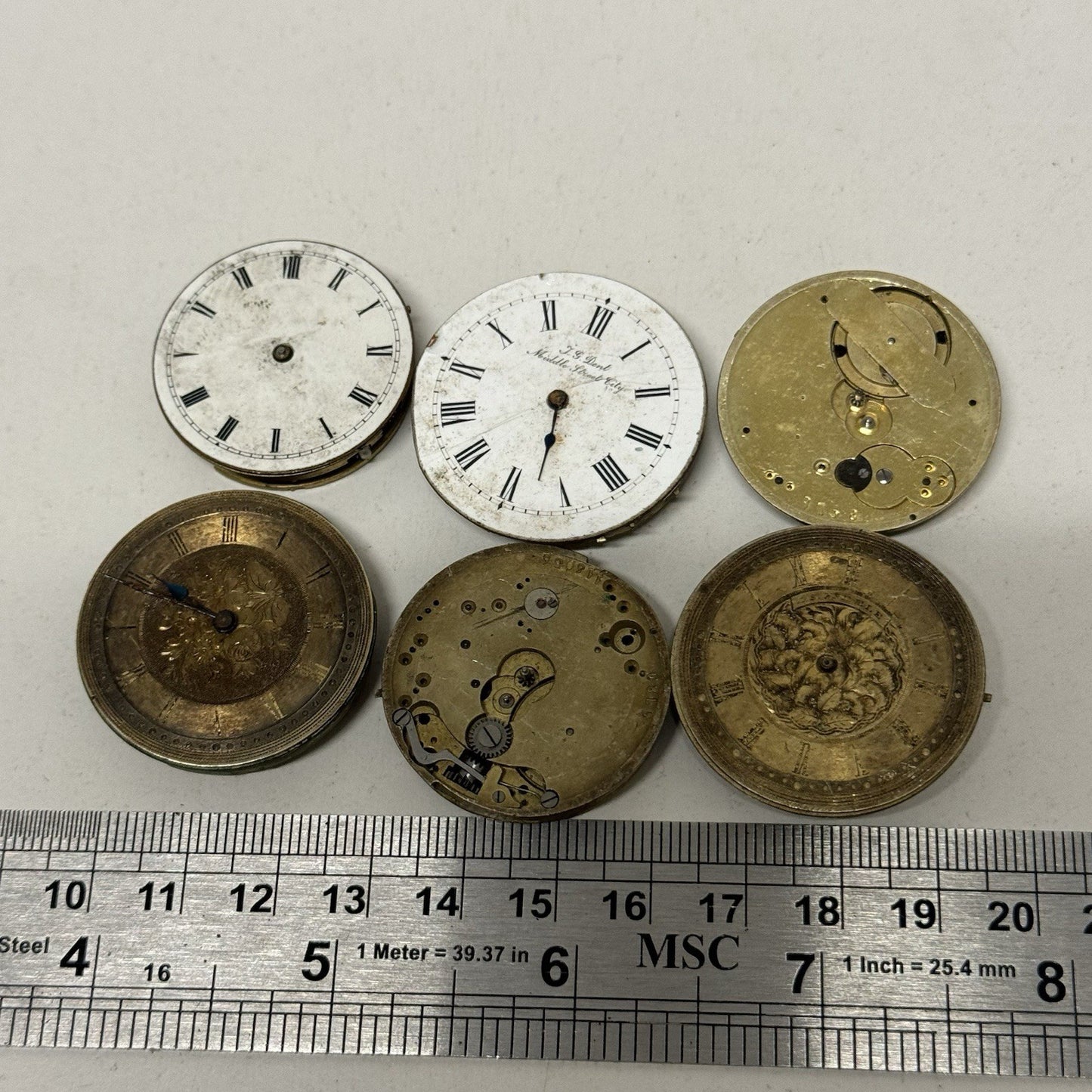 6 x Mixed Antique Pocket Watch Movements Bundle Job Lot Spares Repairs Parts