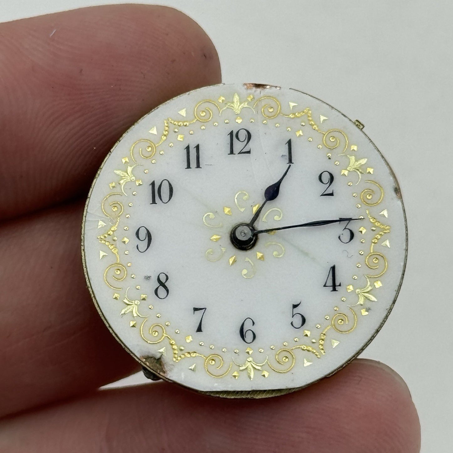 28.6mm Antique Waltman Beautiful Porcelain Dial Pocket Watch Movement - PARTS