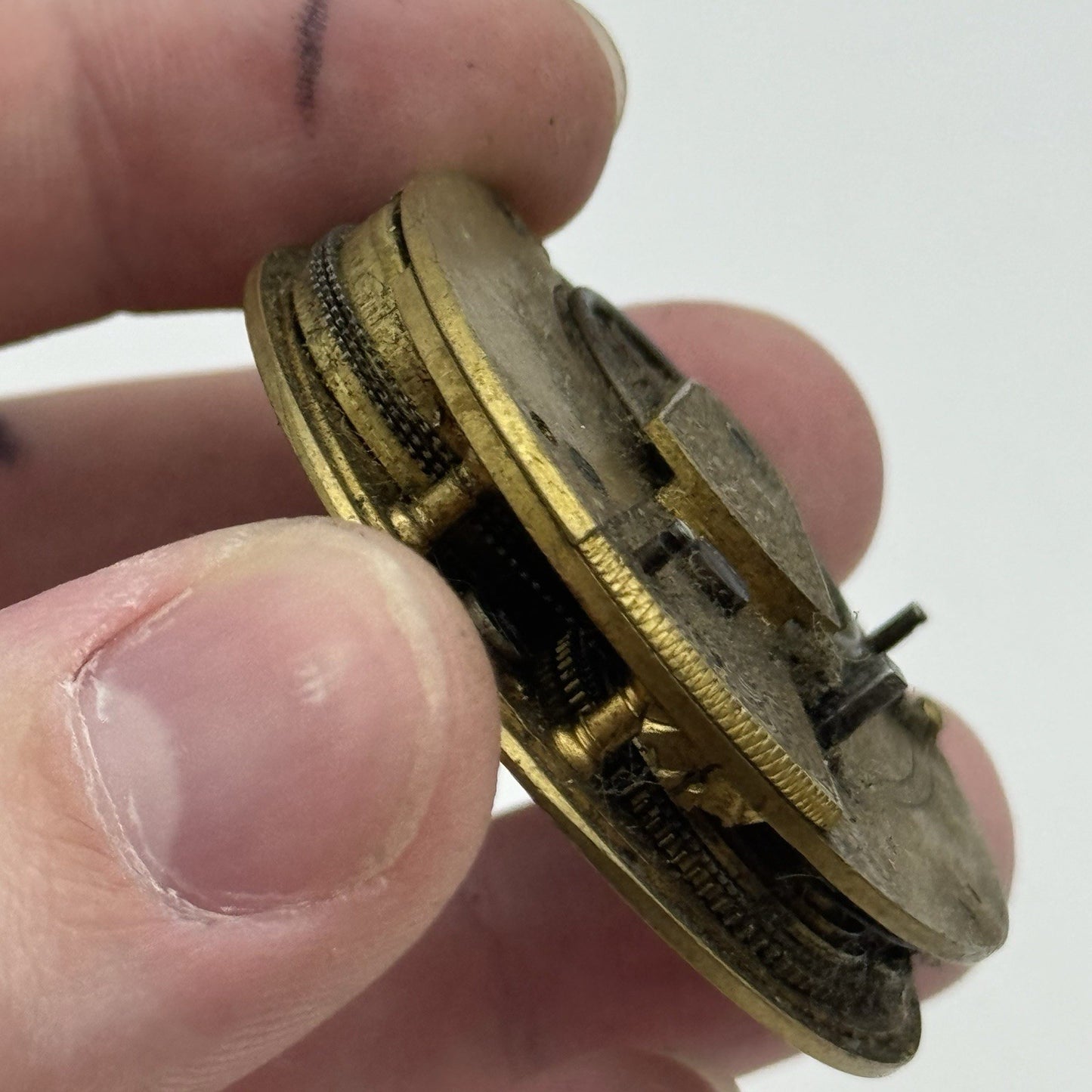 46.3mm Antique Fusee Pocket Watch Movement - Chain Present PARTS REPAIR SPARES