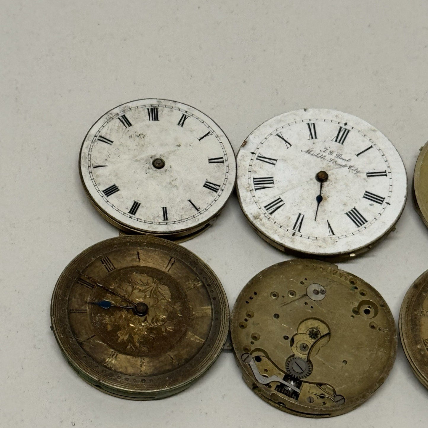 6 x Mixed Antique Pocket Watch Movements Bundle Job Lot Spares Repairs Parts