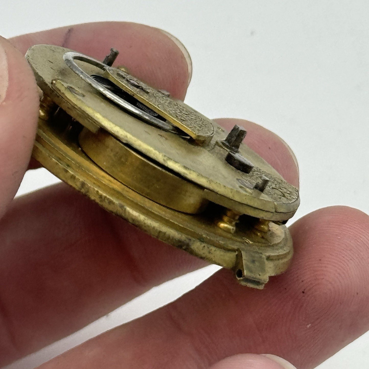 43mm Antique Fusee Pocket Watch Movement - Chain Missing PARTS REPAIR SPARES