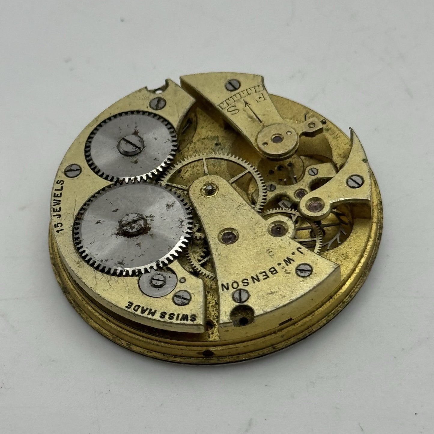 43.1mm J W Benson Ref 939a Manual Wind Swiss Pocket Watch Movement PARTS REPAIR
