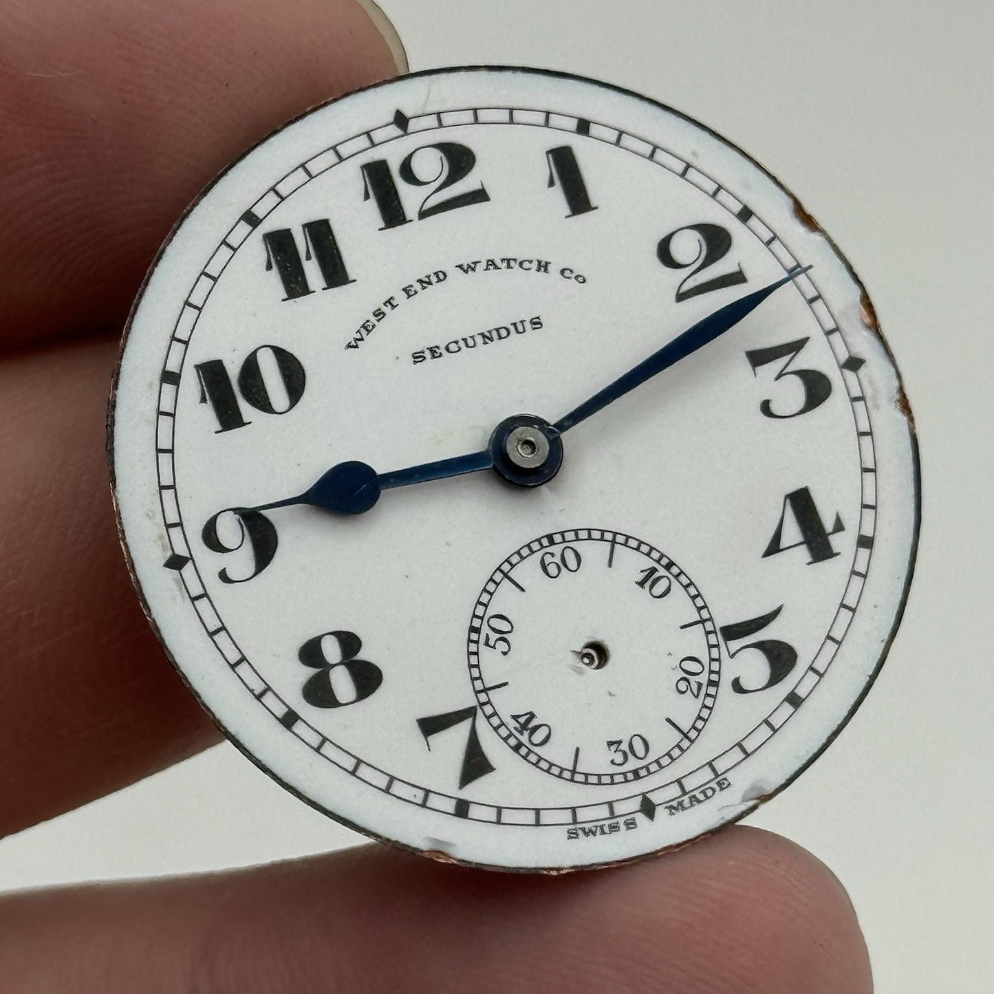 34mm West End Watch Secundus Vintage Trench Watch Dial Hands Main Plate PARTS