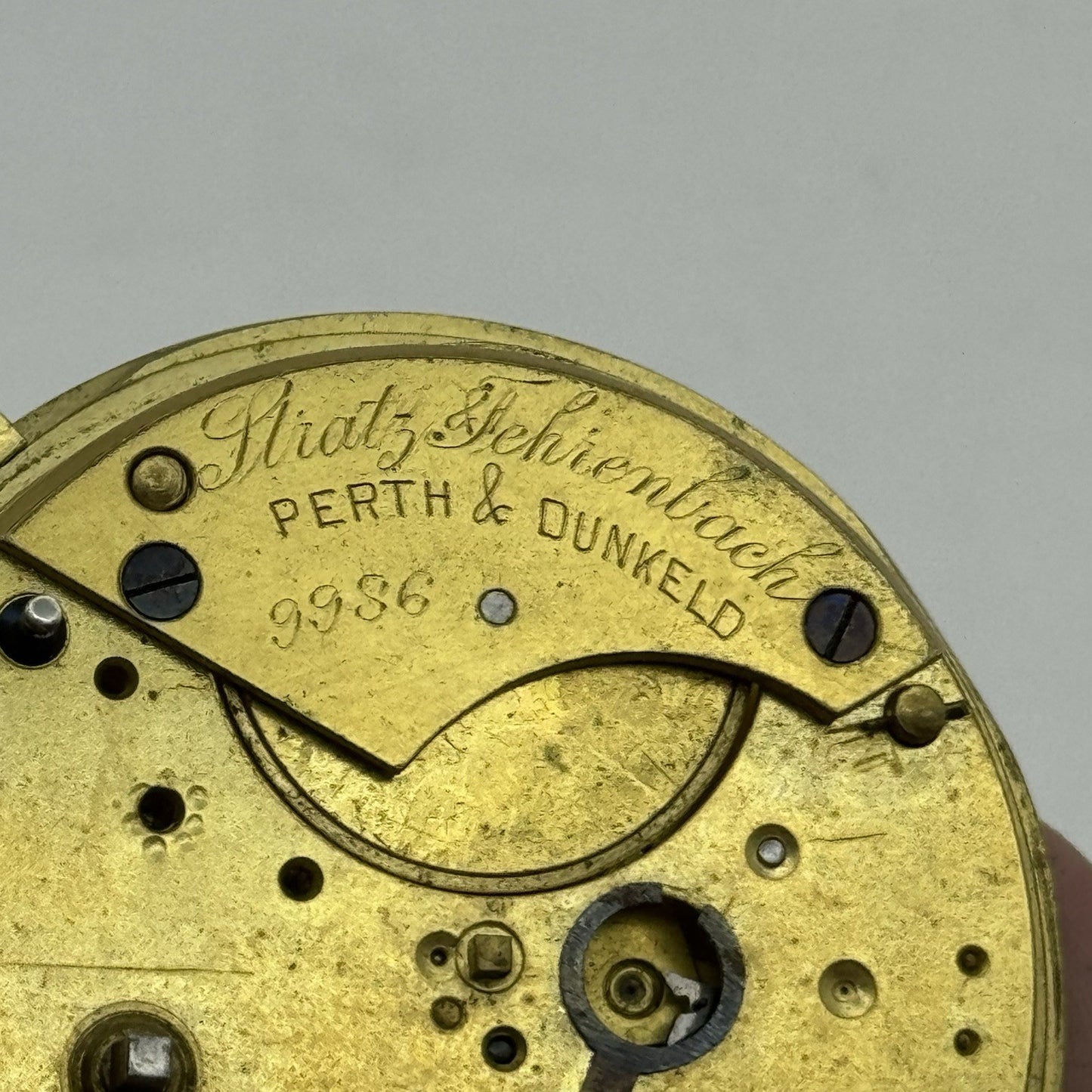 44.9mm Antique Perth & Dunkeld Fusee Pocket Watch Movement - Chain Missing PARTS