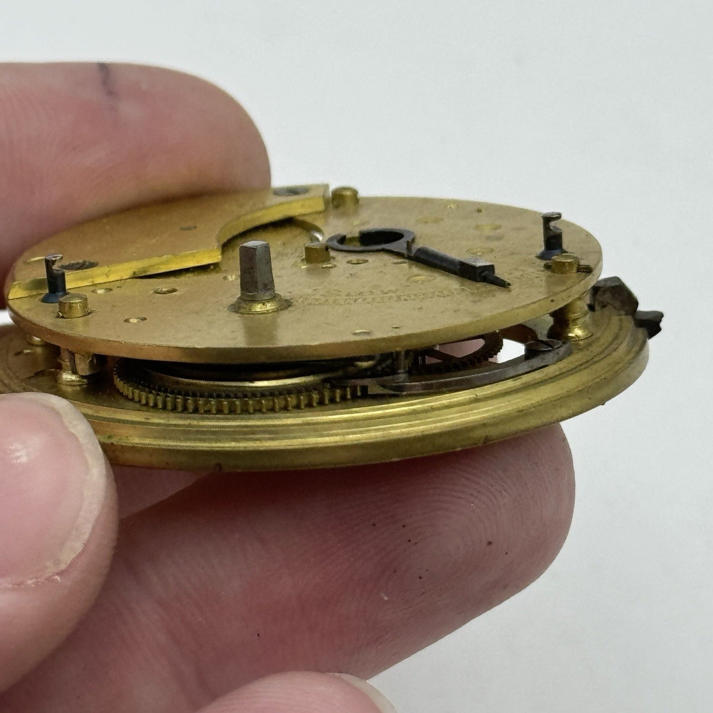 44.9mm Antique Perth & Dunkeld Fusee Pocket Watch Movement - Chain Missing PARTS