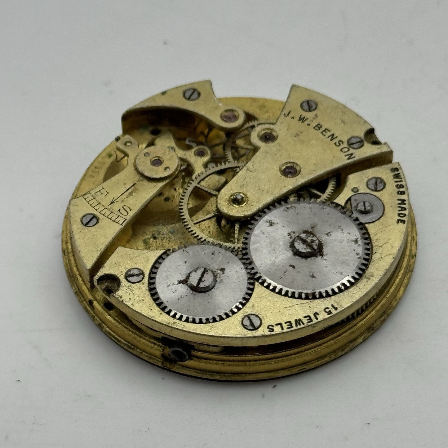 43.1mm J W Benson Ref 939a Manual Wind Swiss Pocket Watch Movement PARTS REPAIR