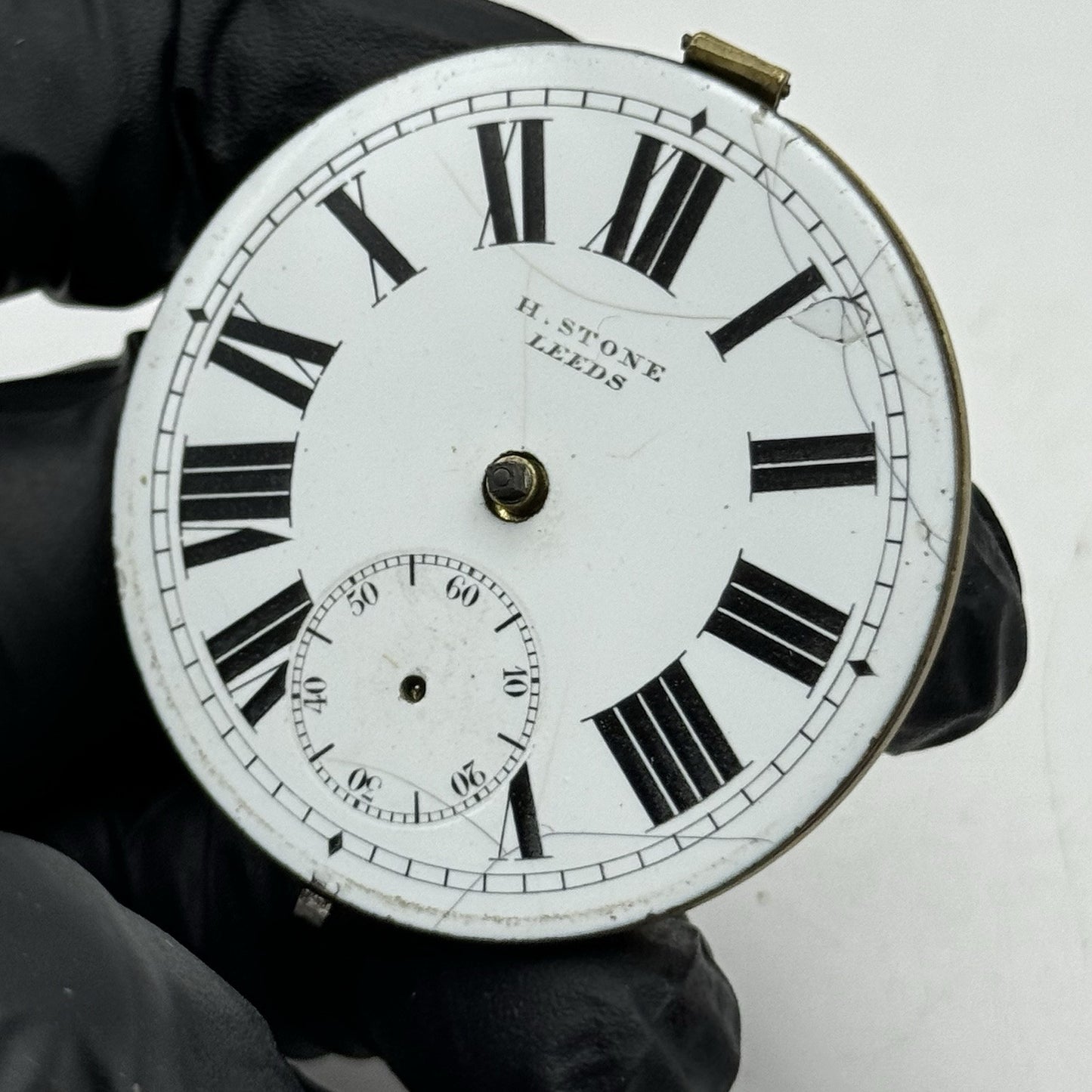 47.2mm Antique H Stone Leeds Key Wound Partial Pocket Watch Movement - PARTS