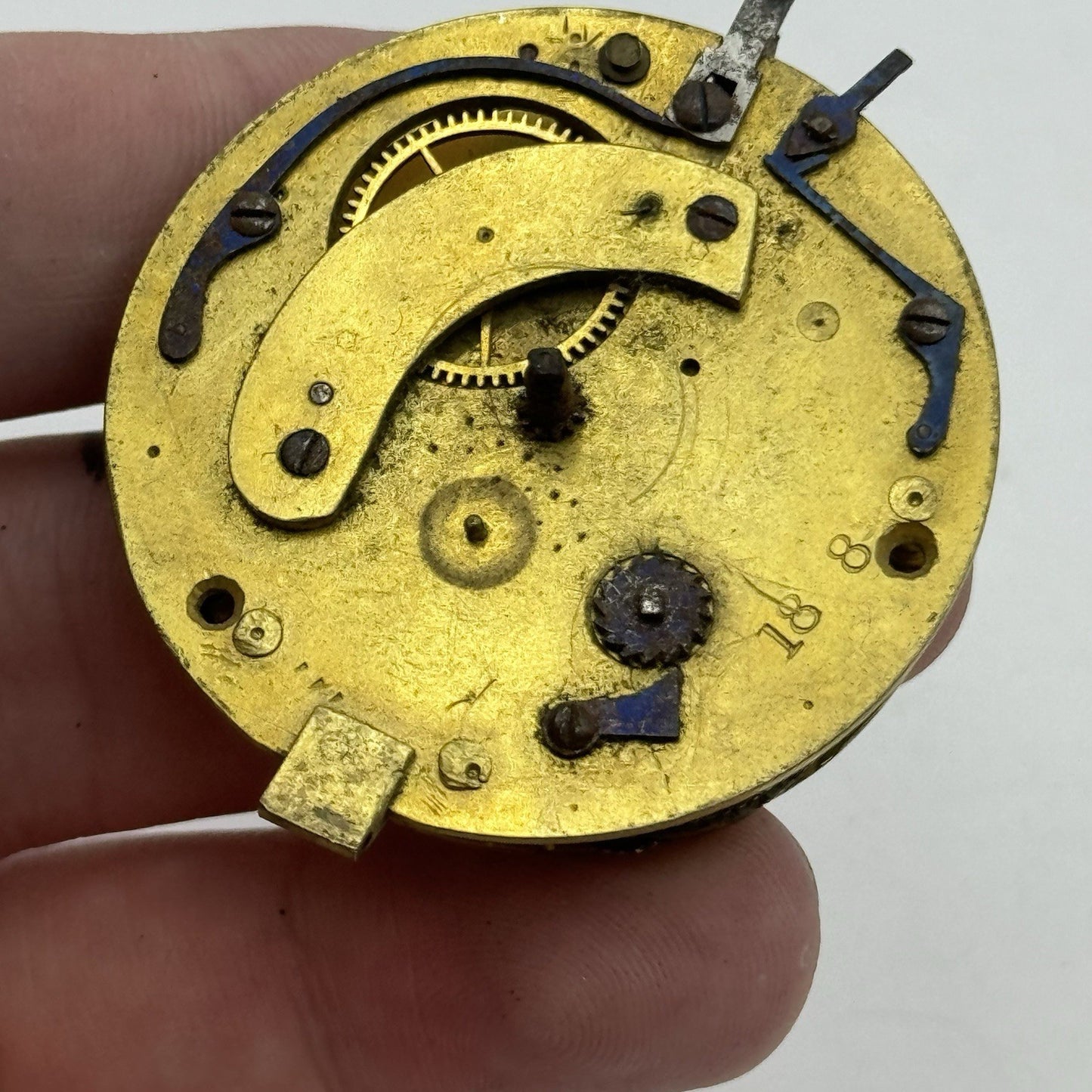 43.5mm Antique Fusee Pocket Watch Movement - Chain Present PARTS REPAIR SPARES